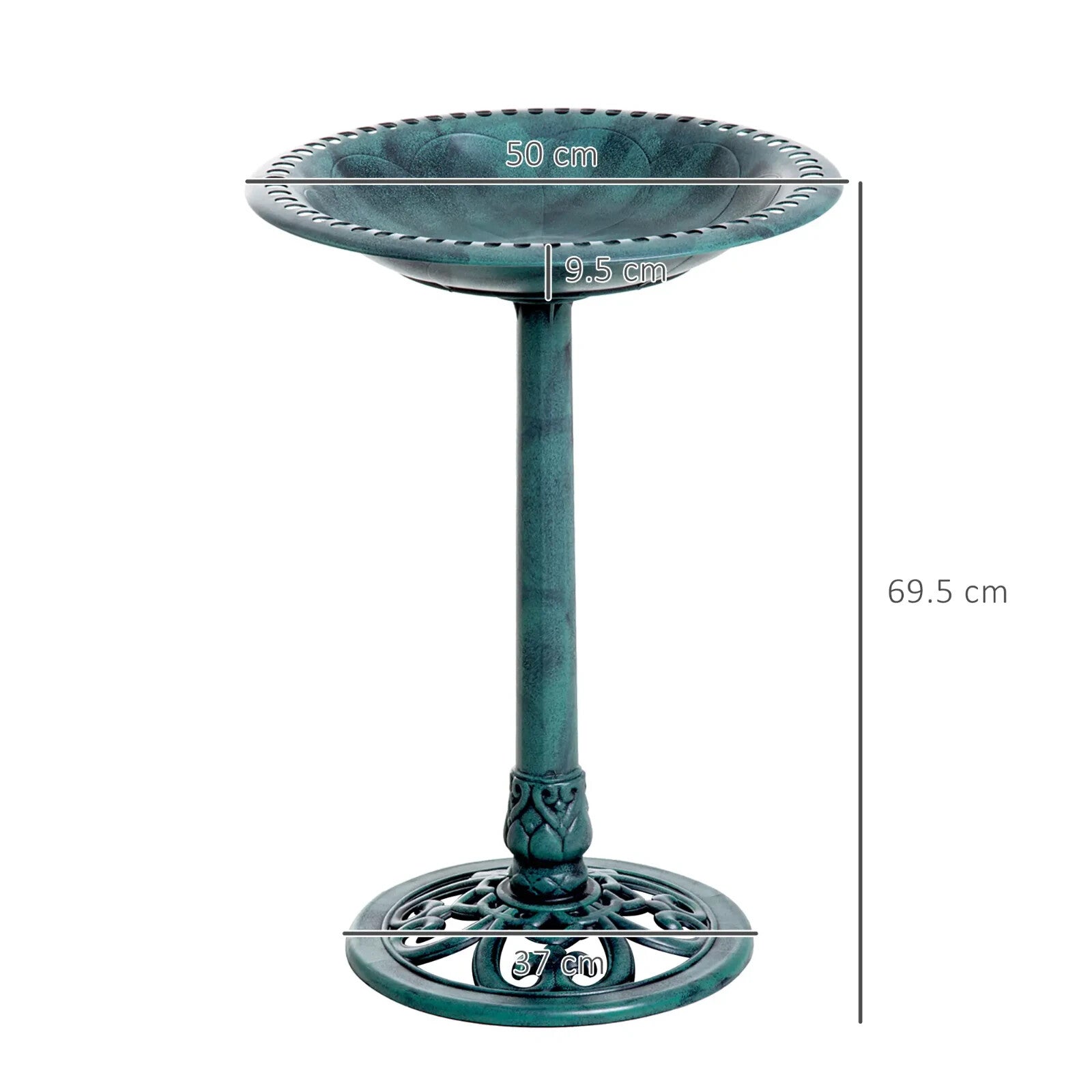 Bird Bath Fountain Decorative Feeder Stand With Scallop - Like Pattern Green - Home and Garden Furniture Shop - rustic - furniture