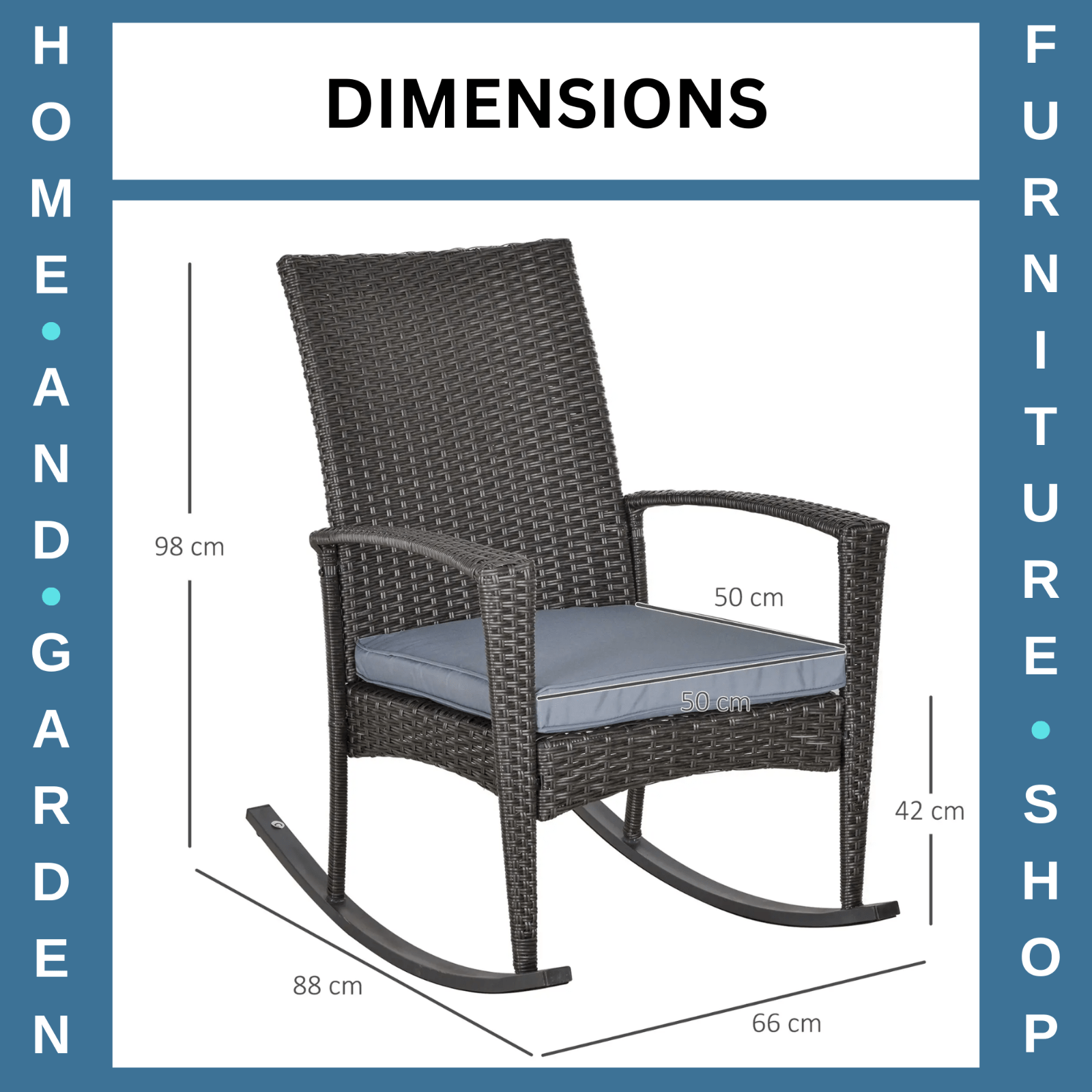 Bistro Rocking Chair Recliner PE Rattan w/ High Back Seat Cushion & Armrest Gre - Home and Garden Furniture Shop - rustic - furniture