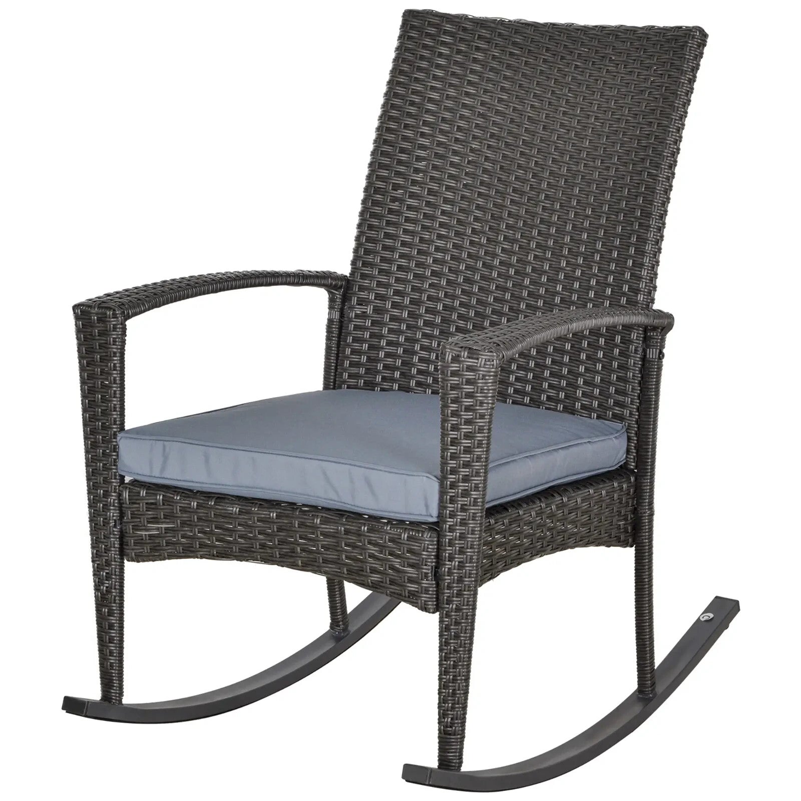 Bistro Rocking Chair Recliner PE Rattan w/ High Back Seat Cushion & Armrest Gre - Home and Garden Furniture Shop - rustic - furniture