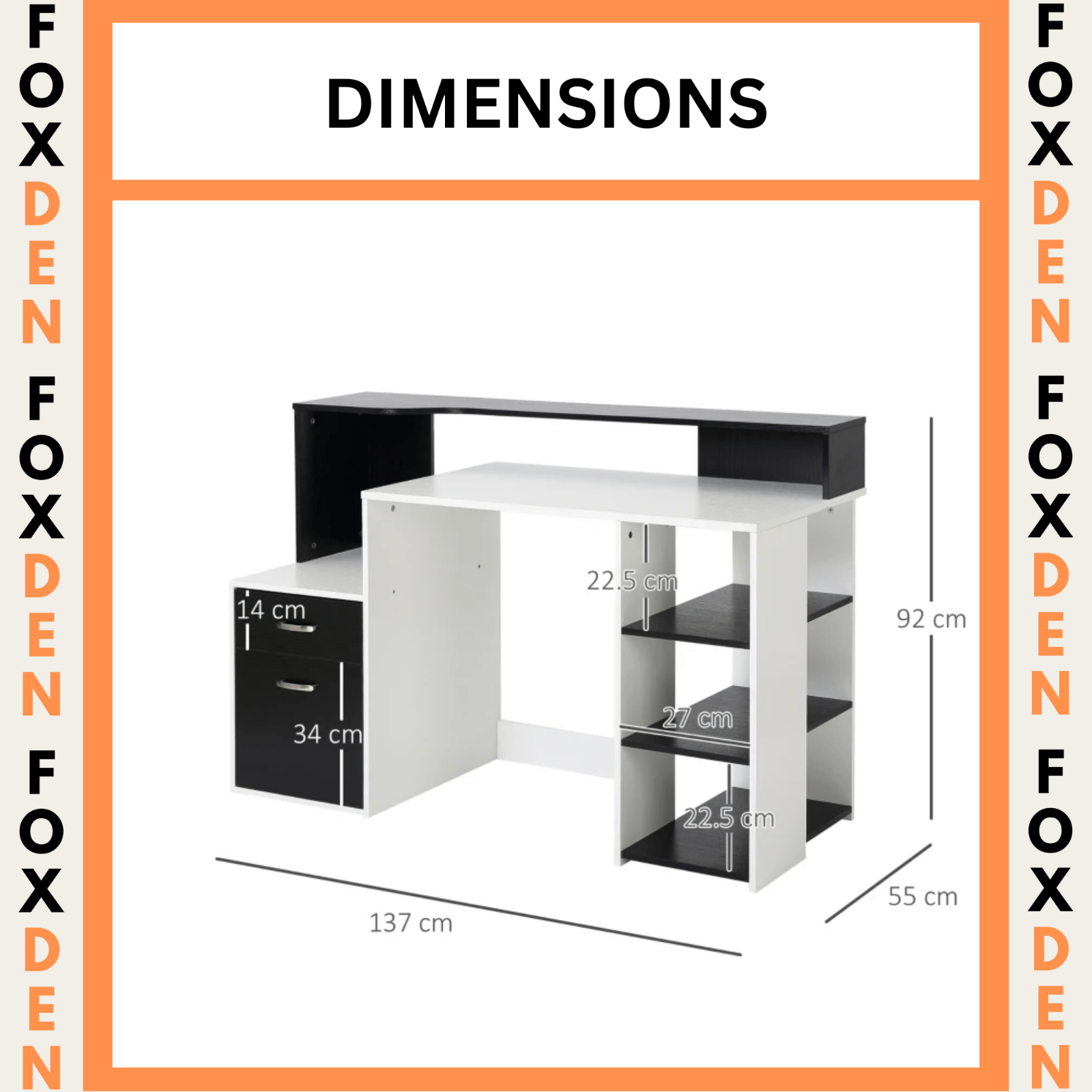 Black Computer Desk Multi - Storage Workstation Home Office Table Shelves Drawers - Home and Garden Furniture Shop - rustic - furniture