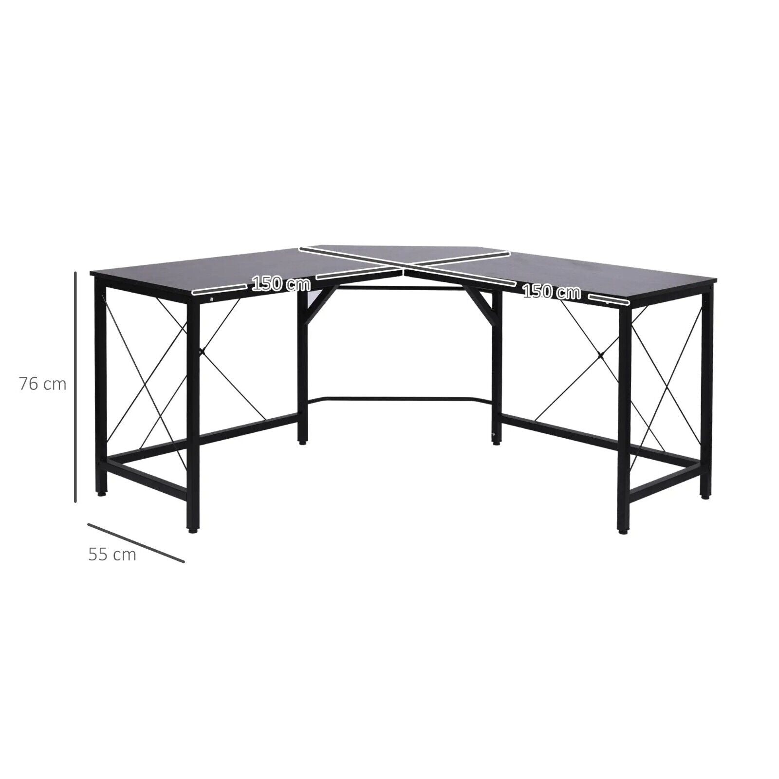 Black Corner L - Shape Desk Home Office Gaming Computer Desk PC Workstation Table - Home and Garden Furniture Shop - rustic - furniture