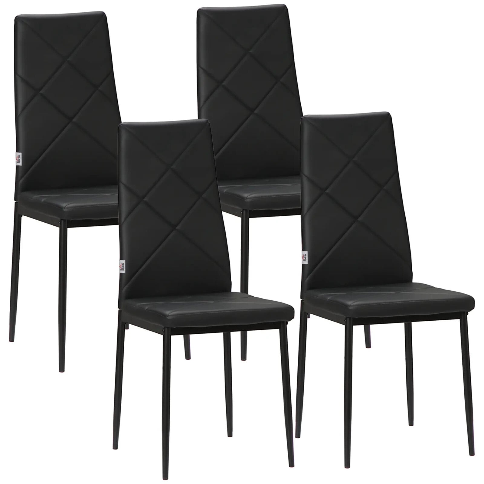 Black Dining Chair Set of 4 With High Back Metal Legs Faux Leather Chairs Dinner - Home and Garden Furniture Shop - rustic - furniture