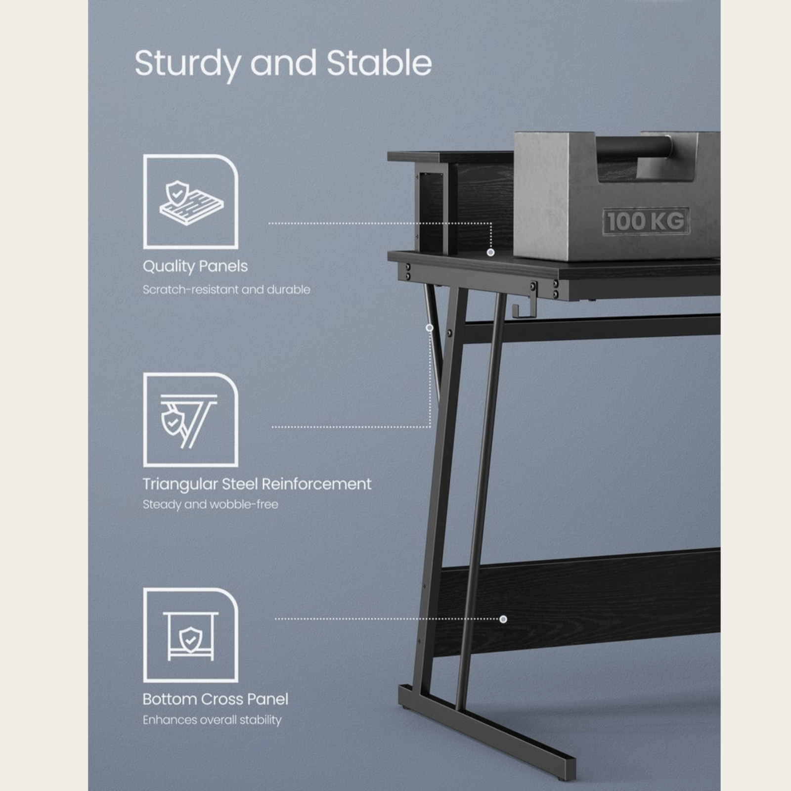 Black LED Ergonomic Gaming Desk Monitor Stand Plug Sockets USB Computer Table - Home and Garden Furniture Shop - rustic - furniture
