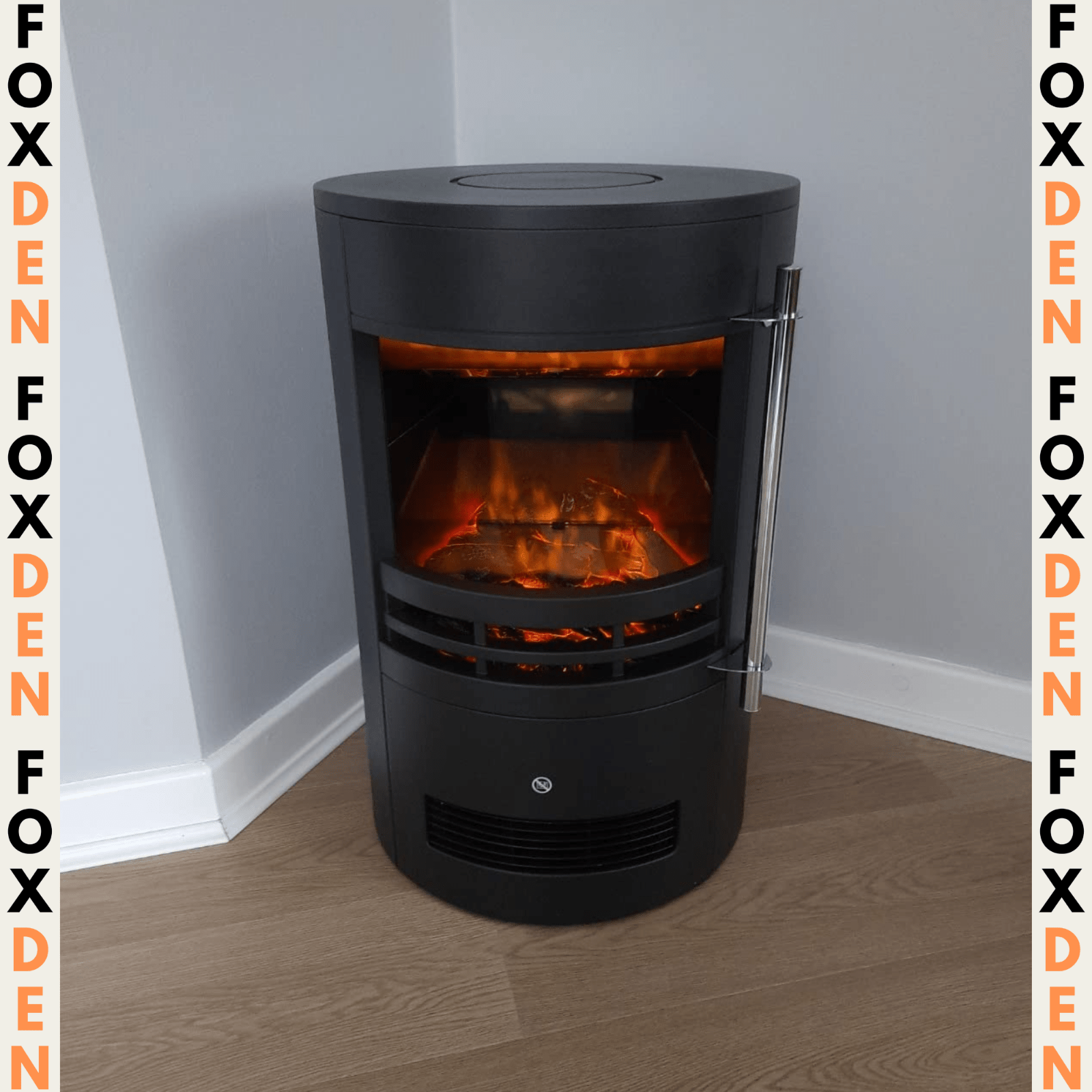 Black Vintage Fireplace Electric Freestanding Stove Fan Heater Log Burner Effect - Home and Garden Furniture Shop - rustic - furniture