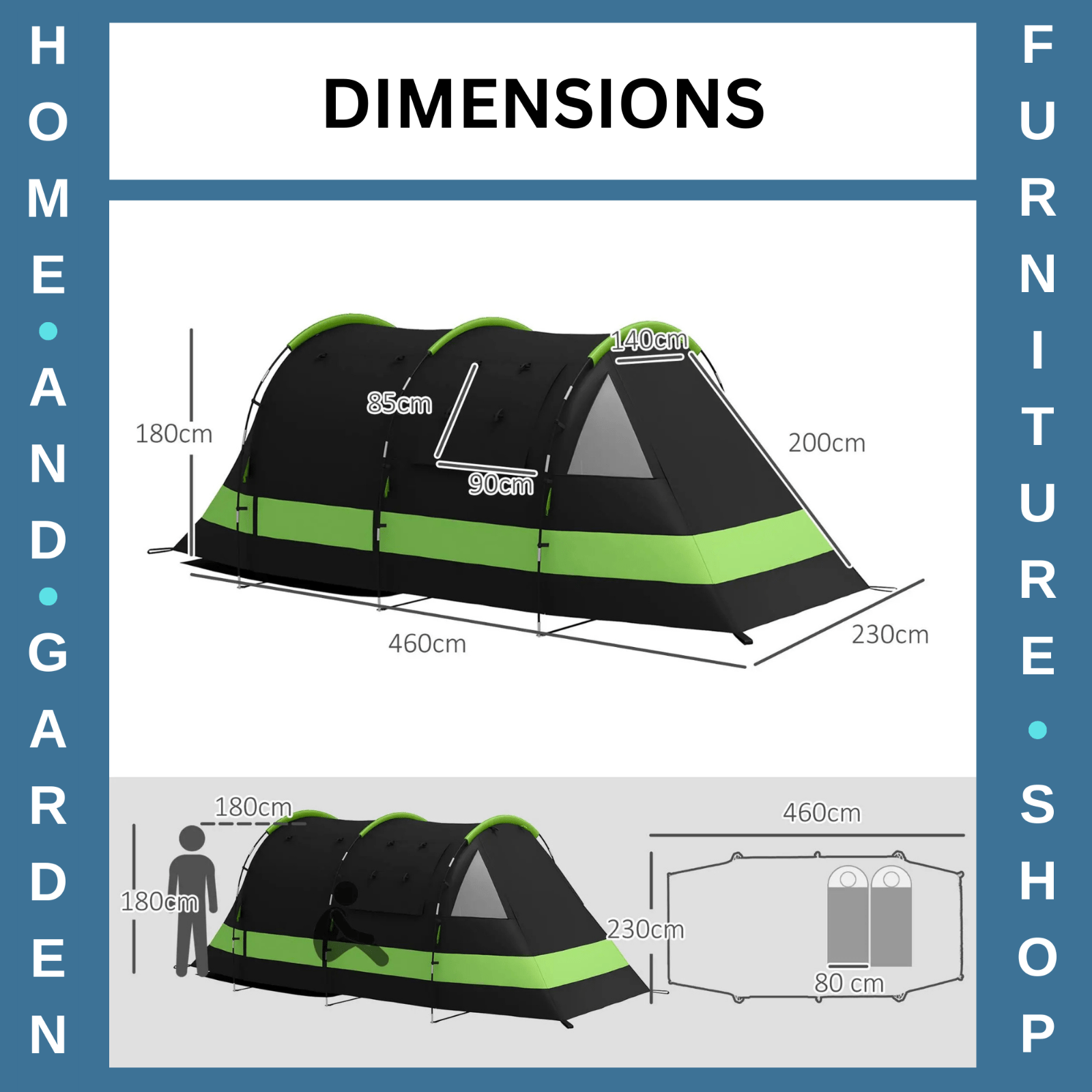 Blackout Camping Tent for 4 to 5 Person w/ Bedroom Living Room 3000mm Waterproof - Home and Garden Furniture Shop - rustic - furniture