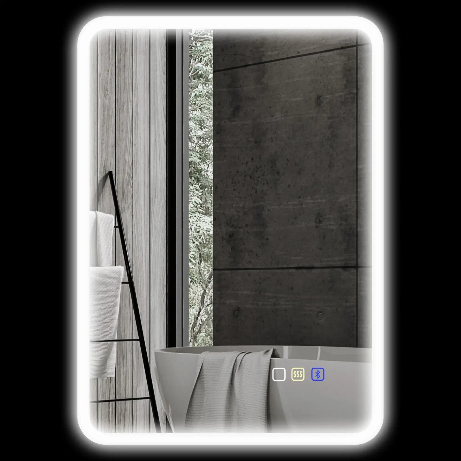 Bluetooth Bathroom Mirror Wall Mounted Backlit Illuminated with LED Silver Tone - Home and Garden Furniture Shop - rustic - furniture