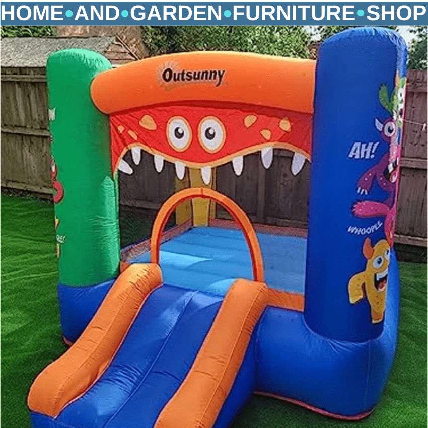 Bouncy Castle Inflatable Basket Trampoline Slide Monster Design 180x250x175 cm - Home and Garden Furniture Shop - rustic - furniture