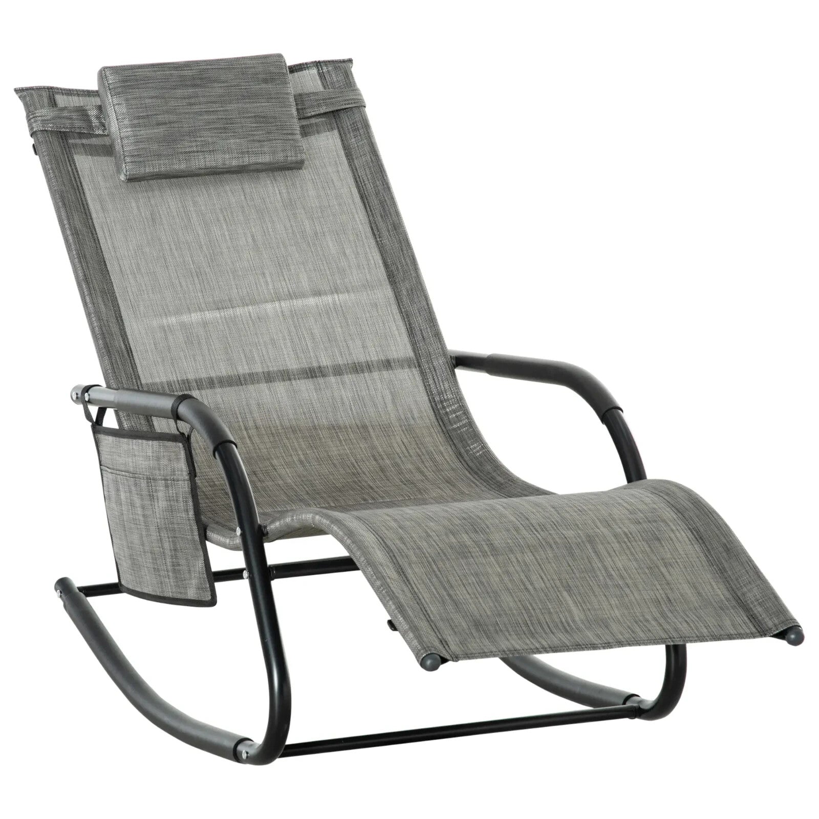 Breathable Mesh Rocking Chair Outdoor Recliner with Headrest for Garden Grey - Home and Garden Furniture Shop - rustic - furniture