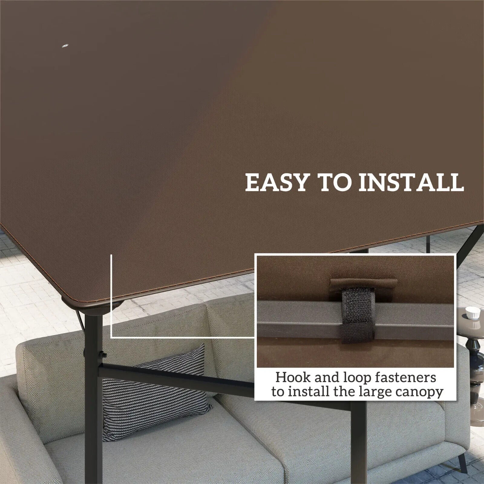 Brown Replacement Gazebo Canopy Cover with Drain Holes for 3 x 3(m) Gazebo Frame - Home and Garden Furniture Shop - #rustic - furniture#