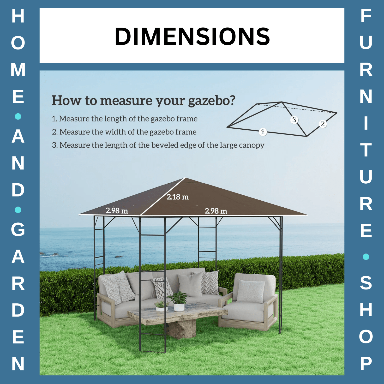 Brown Replacement Gazebo Canopy Cover with Drain Holes for 3 x 3(m) Gazebo Frame - Home and Garden Furniture Shop - #rustic - furniture#