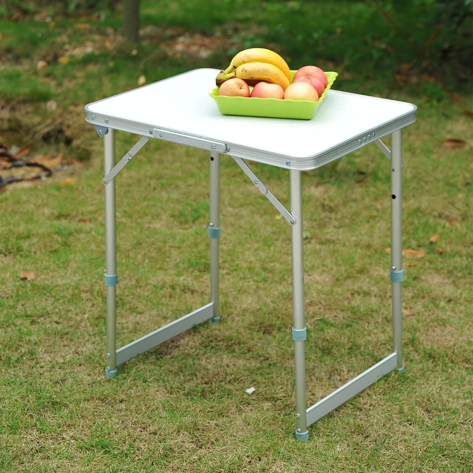 Camping Table Foldable with Builtin Carry Handles & Adjustable Legs Silver - Home and Garden Furniture Shop - rustic - furniture