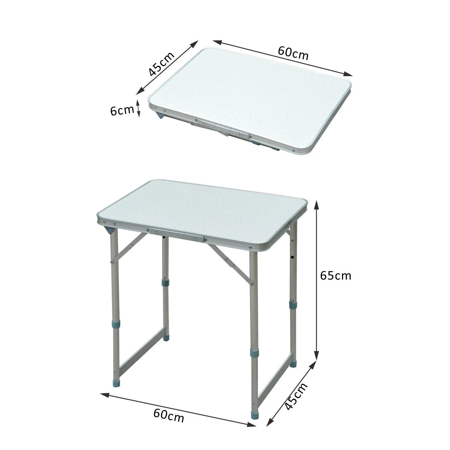 Camping Table Foldable with Builtin Carry Handles & Adjustable Legs Silver - Home and Garden Furniture Shop - rustic - furniture