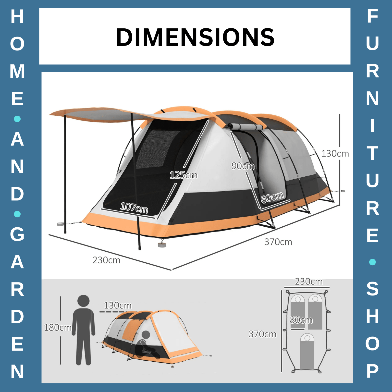 Camping Tent 3 Man Person Tunnel Tent Porch Waterproof Hiking Shelter Carry Bag - Home and Garden Furniture Shop - rustic - furniture