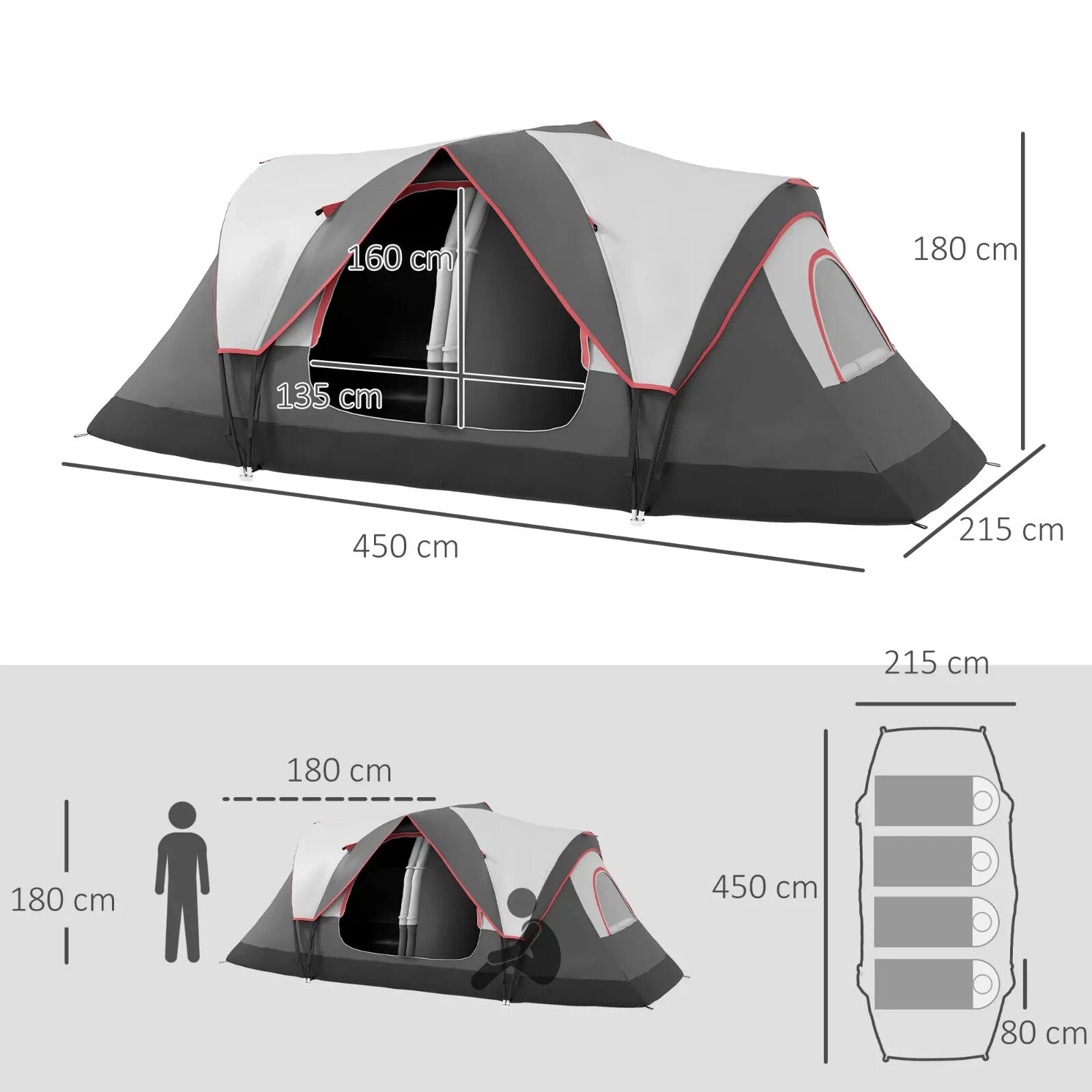Camping Tent for 6 to 8 People with 2000mm Waterproof Rainfly and Bag for Hiking - Home and Garden Furniture Shop - rustic - furniture