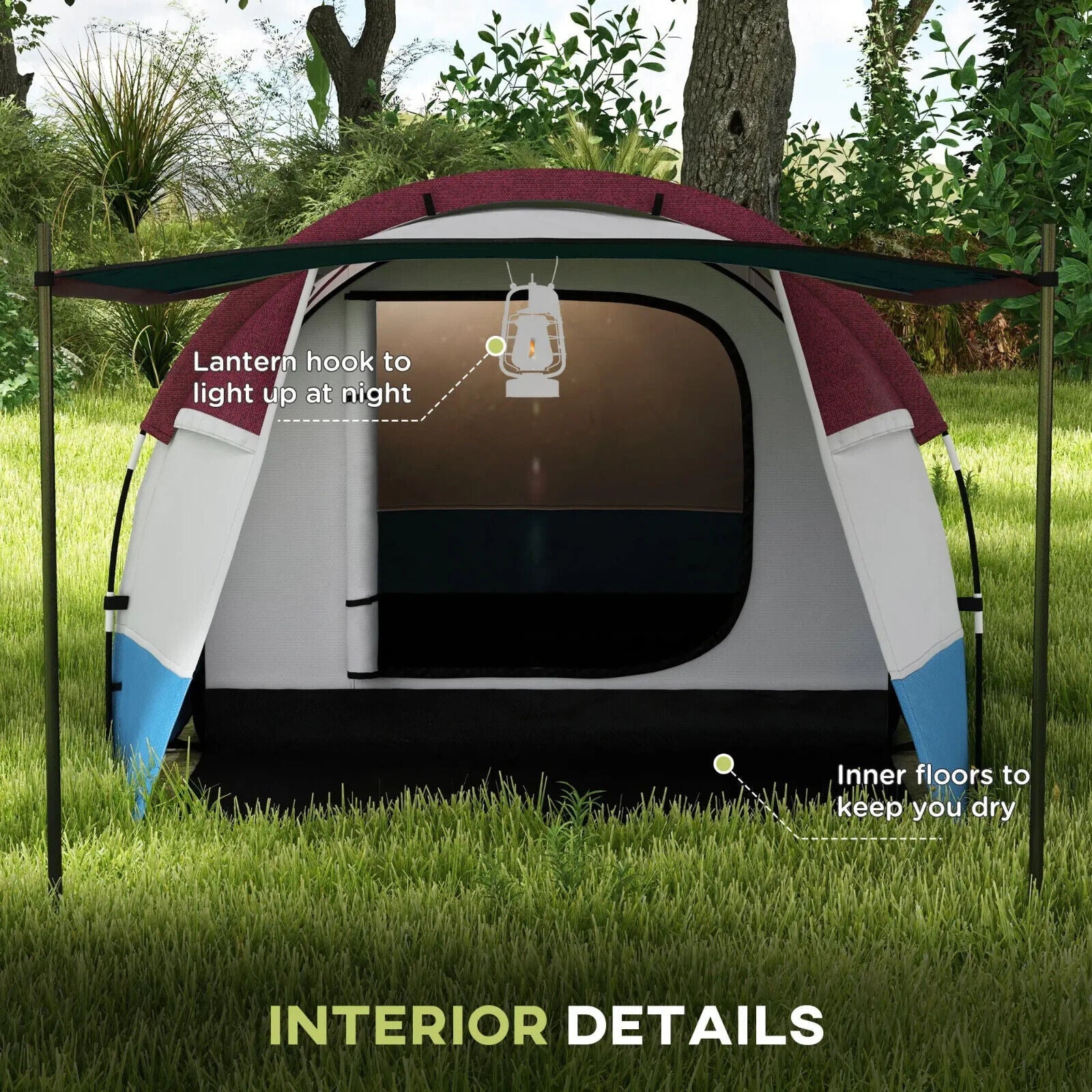 Camping Tunnel Tent w/ Bedroom Living Area Waterproof Bag for 2 to 3 Person Use - Home and Garden Furniture Shop - #rustic - furniture#
