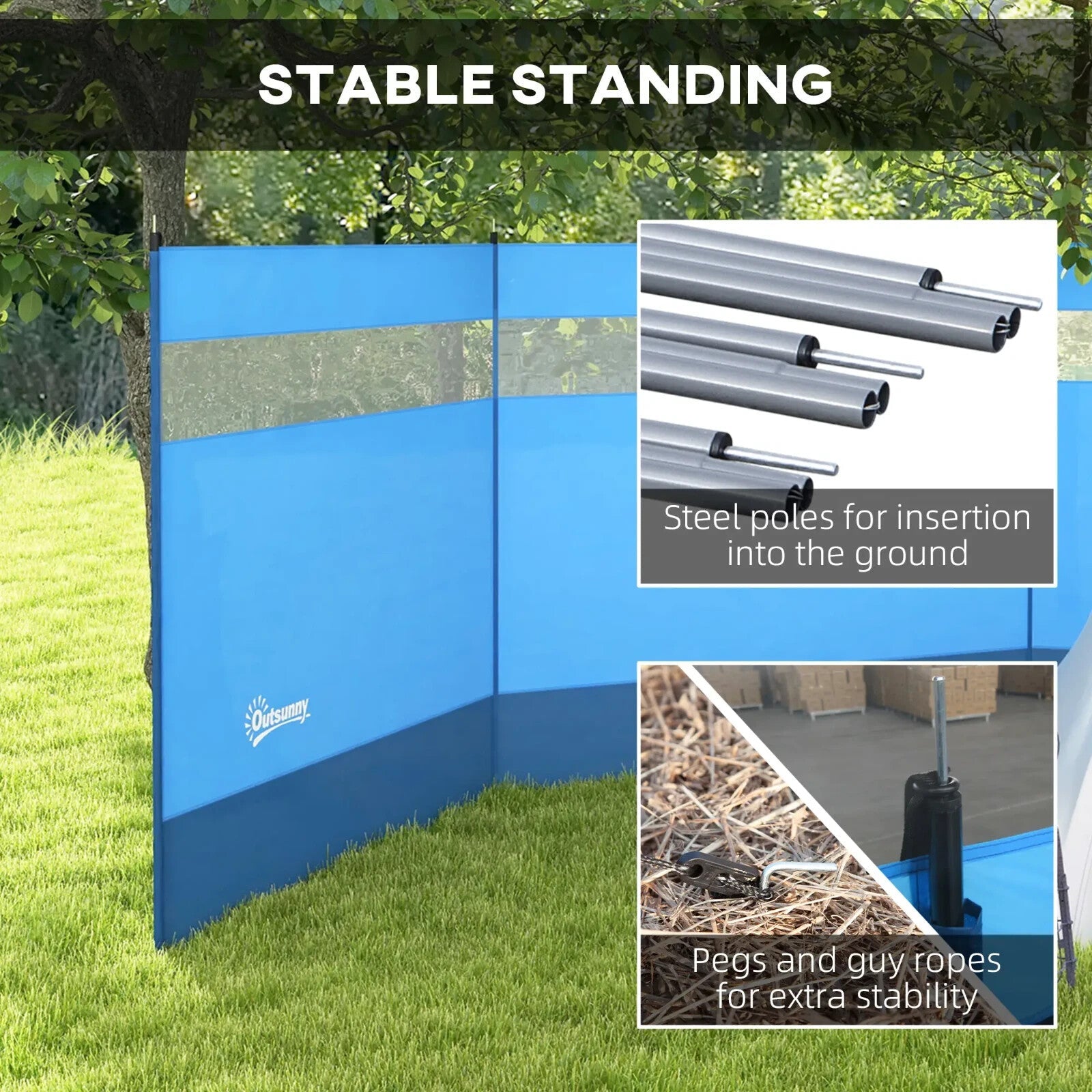 Camping Windbreaker Steel Poles Rectangular with Clear Windows & Carry Bag Blue - Home and Garden Furniture Shop - rustic - furniture