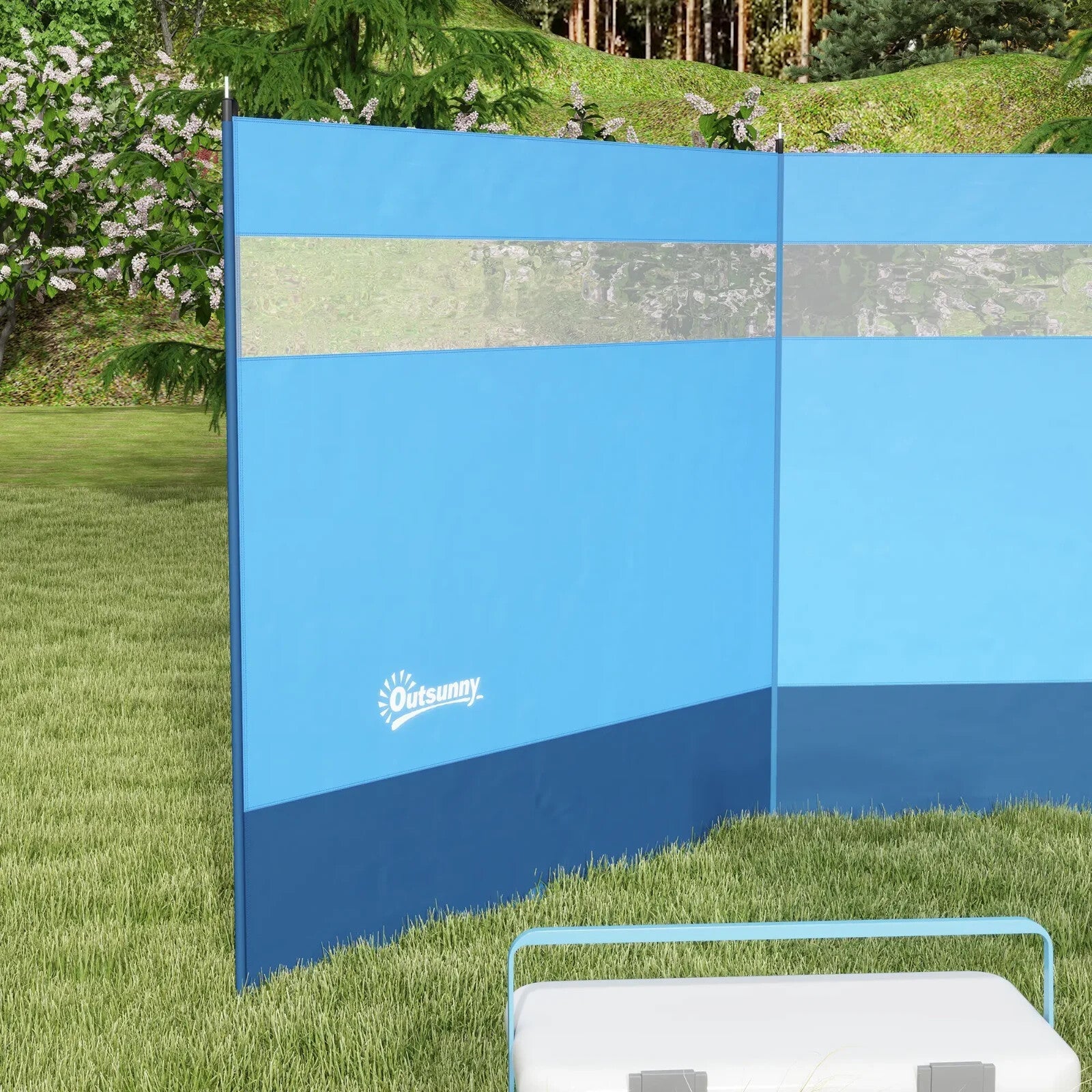Camping Windbreaker Steel Poles Rectangular with Clear Windows & Carry Bag Blue - Home and Garden Furniture Shop - rustic - furniture