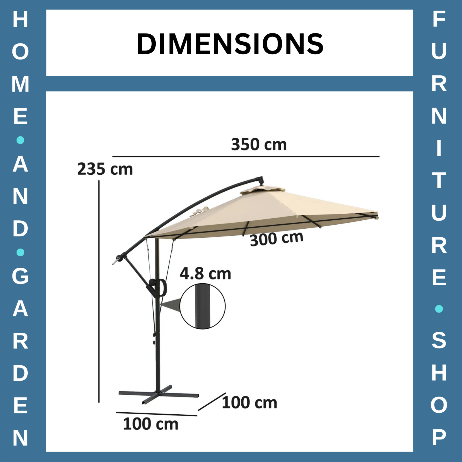 Cantilever Garden Parasol w/ Cover Wind Strap Round Overhanging Umbrella Crank - Home and Garden Furniture Shop - #rustic - furniture#