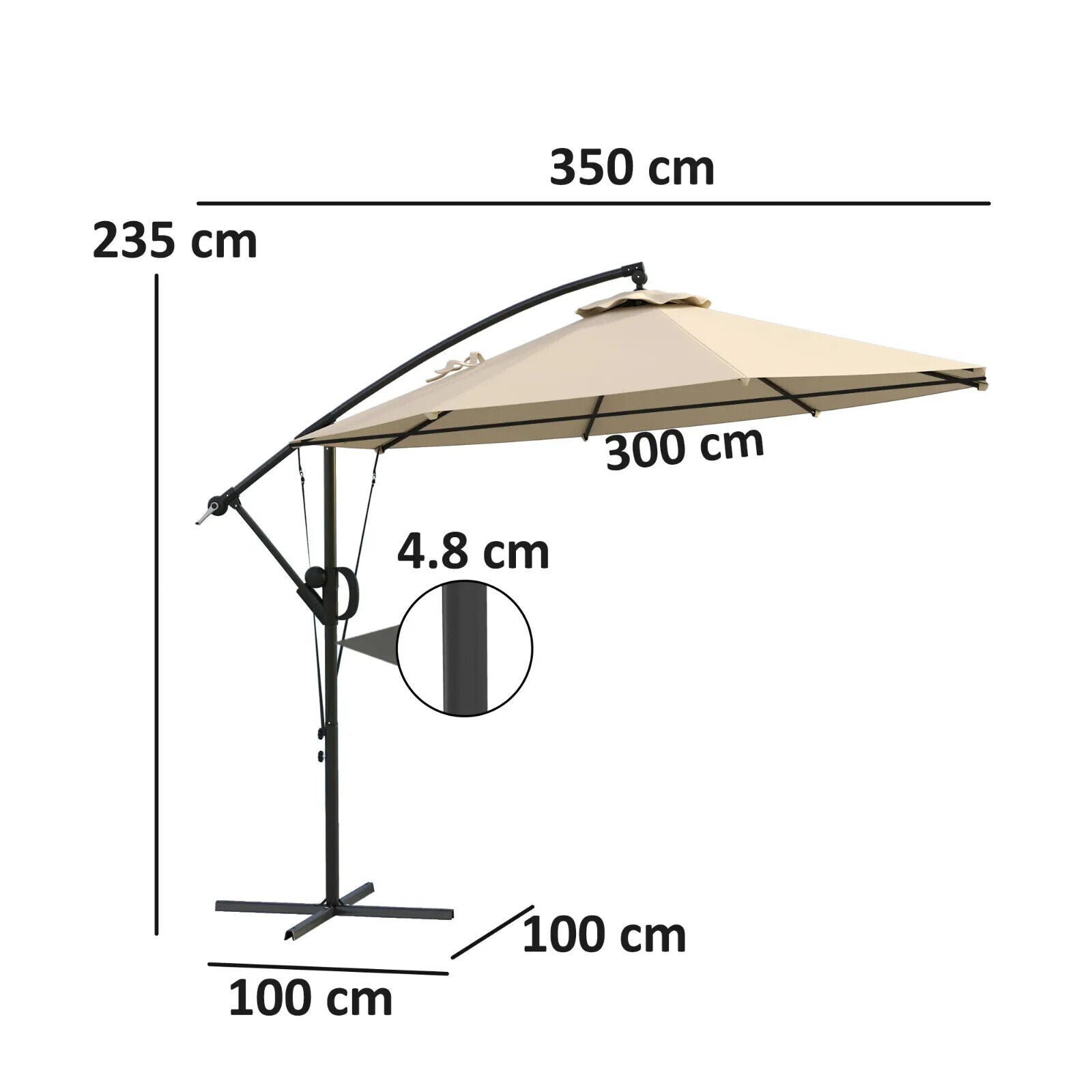 Cantilever Garden Parasol w/ Cover Wind Strap Round Overhanging Umbrella Crank - Home and Garden Furniture Shop - #rustic - furniture#