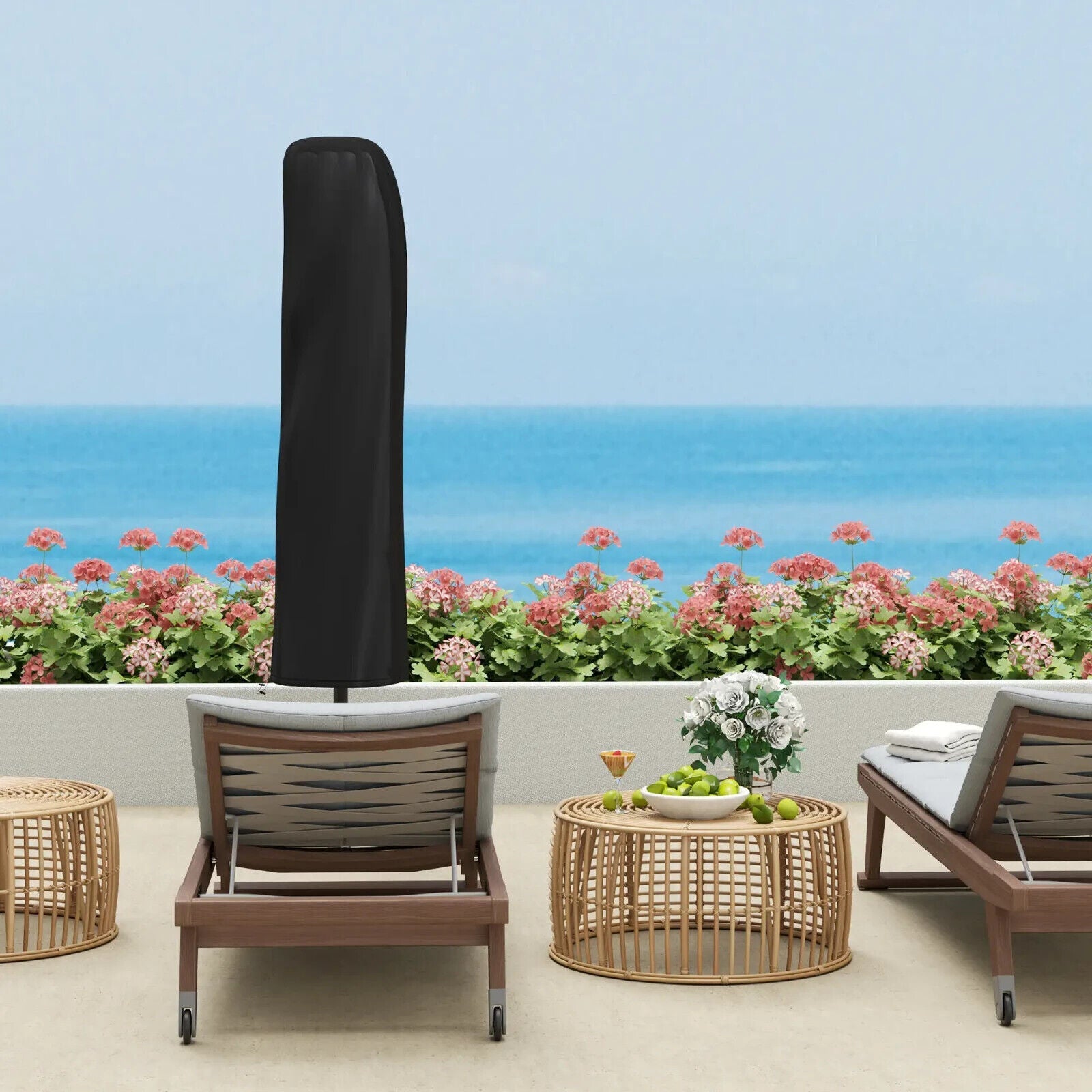 Cantilever Garden Parasol w/ Cover Wind Strap Round Overhanging Umbrella Crank - Home and Garden Furniture Shop - #rustic - furniture#