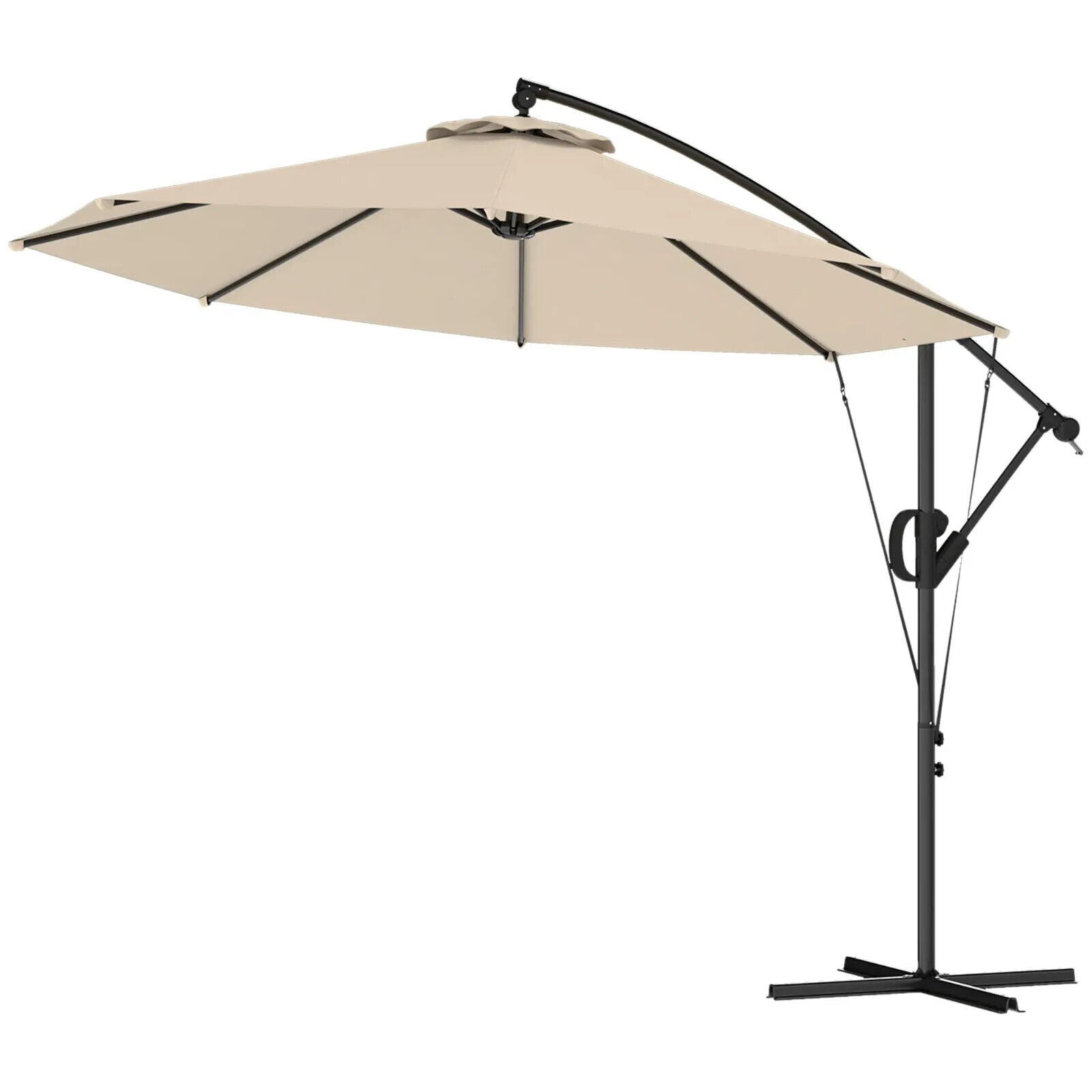 Cantilever Garden Parasol w/ Cover Wind Strap Round Overhanging Umbrella Crank - Home and Garden Furniture Shop - #rustic - furniture#