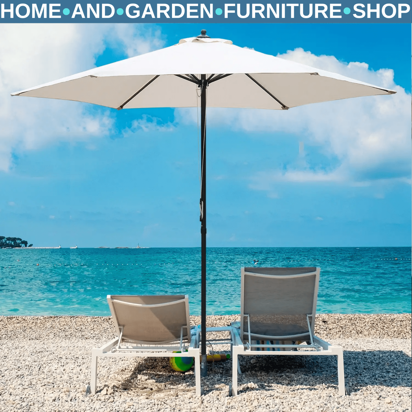 Cantilever Umbrella Parasol Canopy foldable Stand Weather - Resistant Off - White - Home and Garden Furniture Shop - rustic - furniture