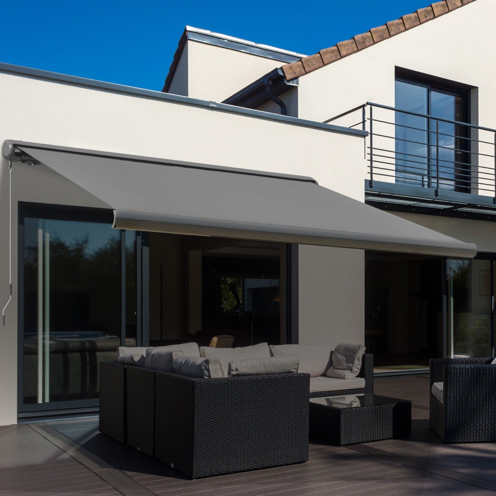 Cassette Electric Manual Awning Automatic Retractable Canopy w/ Remote 300x250cm - Home and Garden Furniture Shop - rustic - furniture