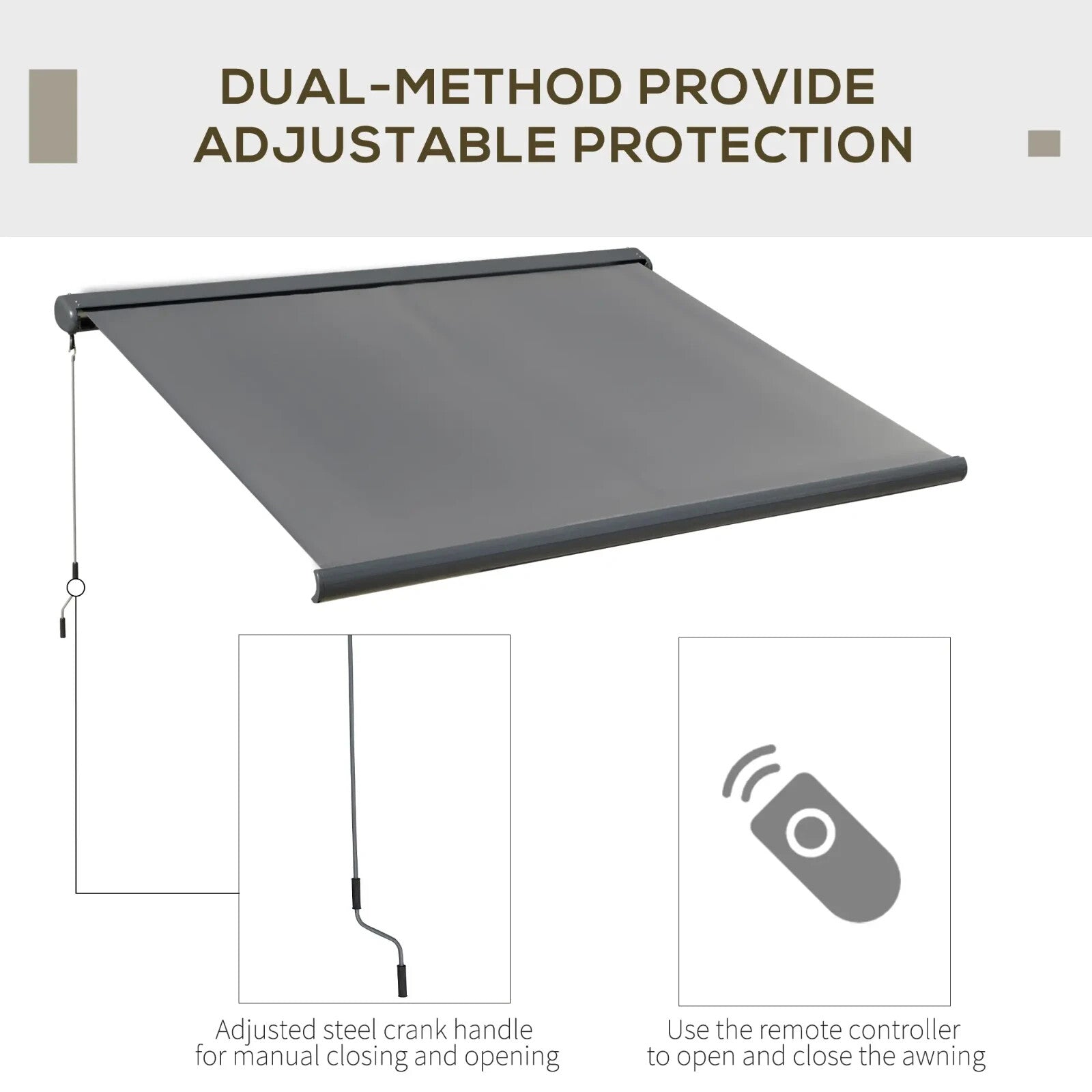 Cassette Electric Manual Awning Retractable Canopy with Remote Control 350x300cm - Home and Garden Furniture Shop - rustic - furniture