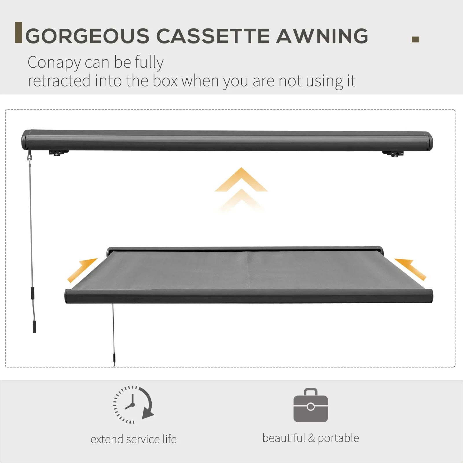 Cassette Electric Manual Awning Retractable Canopy with Remote Control 350x300cm - Home and Garden Furniture Shop - rustic - furniture