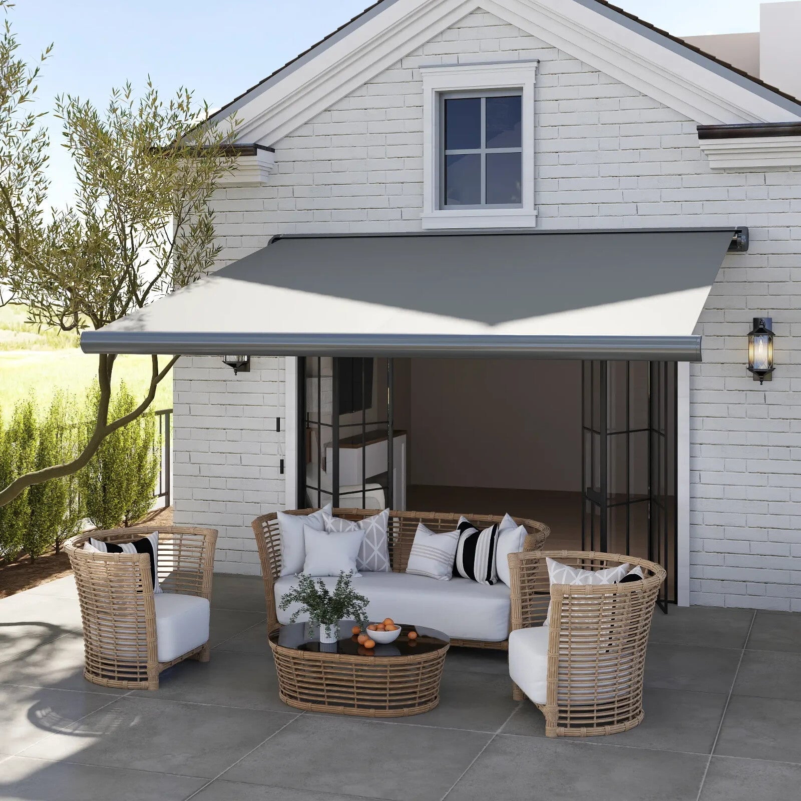 Cassette Electric Manual Awning Retractable Canopy with Remote Control 350x300cm - Home and Garden Furniture Shop - rustic - furniture