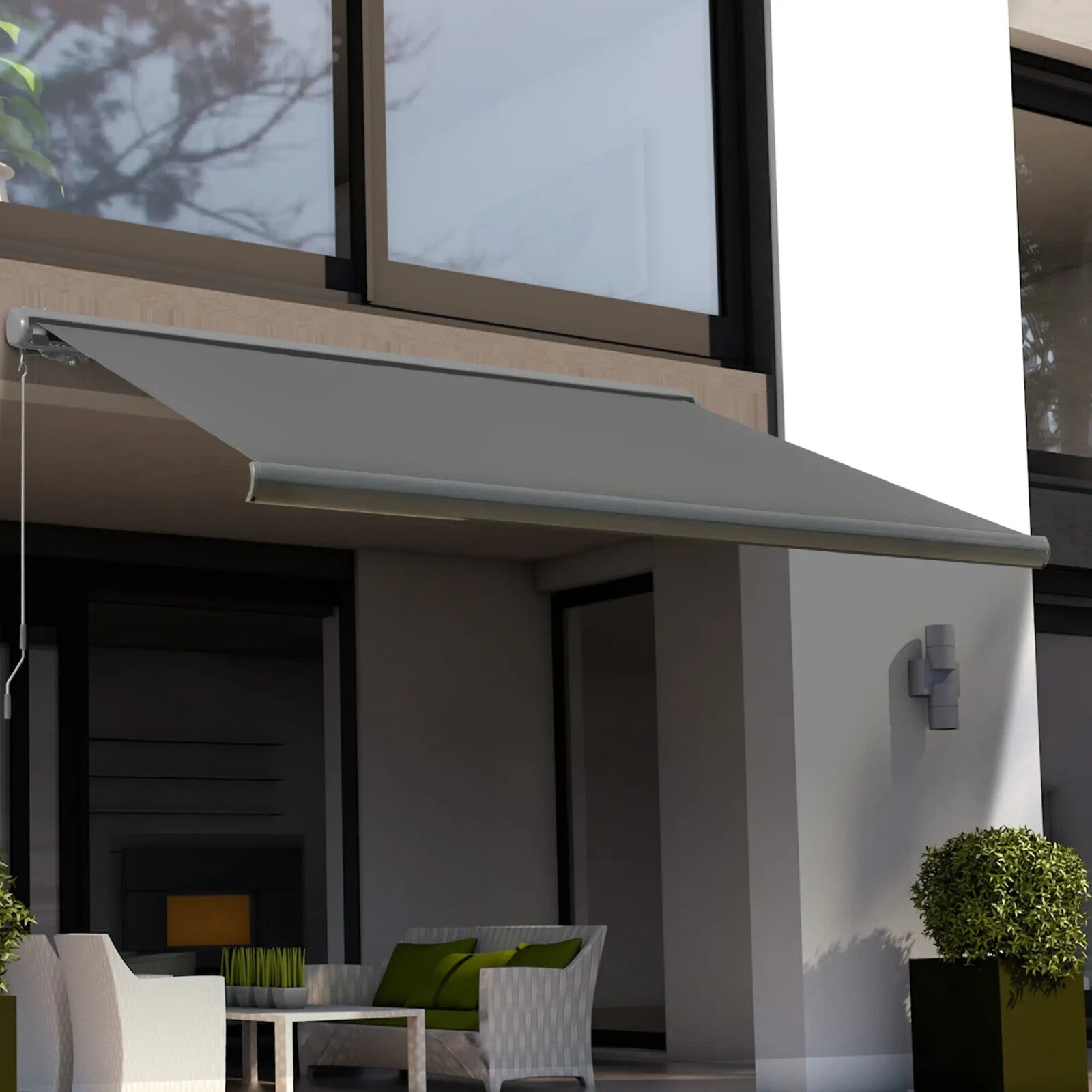 Cassette Electric Manual Awning Retractable Canopy with Remote Control 350x300cm - Home and Garden Furniture Shop - rustic - furniture