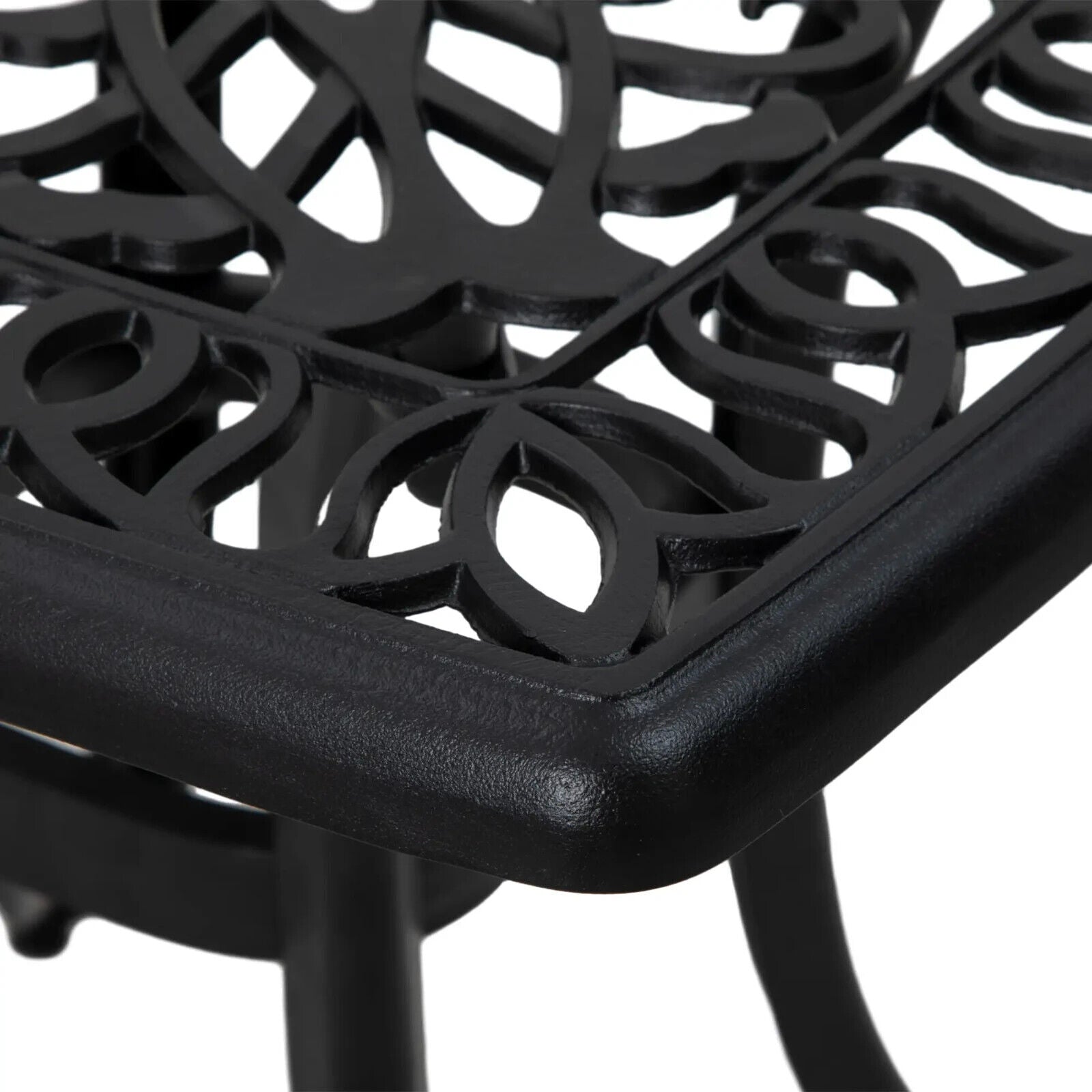 Cast Aluminium Bistro Table Square Outdoor Garden with Umbrella Hole Black - Home and Garden Furniture Shop - #rustic - furniture#