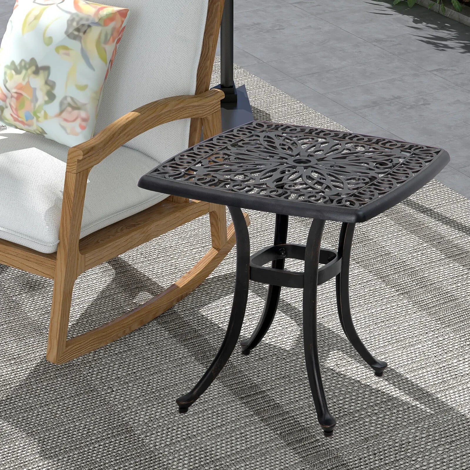 Cast Aluminium Bistro Table with Umbrella Hole - Outdoor Garden Furniture - Home and Garden Furniture Shop - rustic - furniture