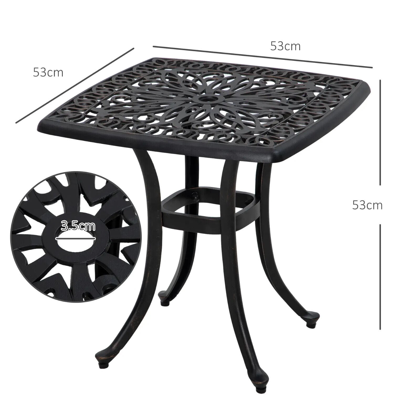 Cast Aluminium Bistro Table with Umbrella Hole - Outdoor Garden Furniture - Home and Garden Furniture Shop - #rustic - furniture#