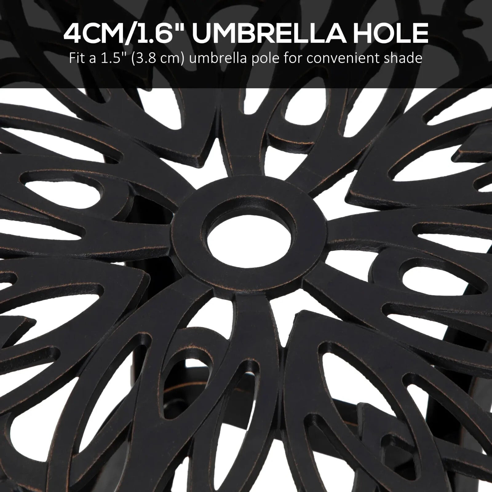 Cast Aluminium Bistro Table with Umbrella Hole - Outdoor Garden Furniture - Home and Garden Furniture Shop - rustic - furniture