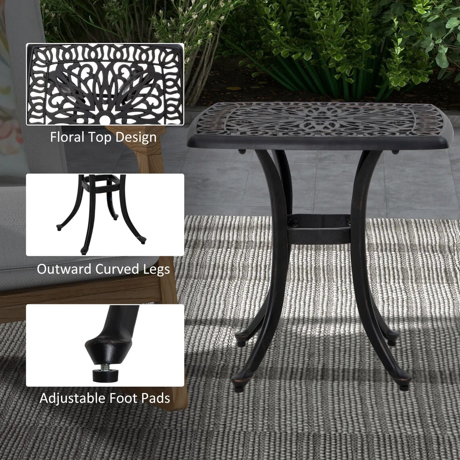Cast Aluminium Bistro Table with Umbrella Hole - Outdoor Garden Furniture - Home and Garden Furniture Shop - #rustic - furniture#