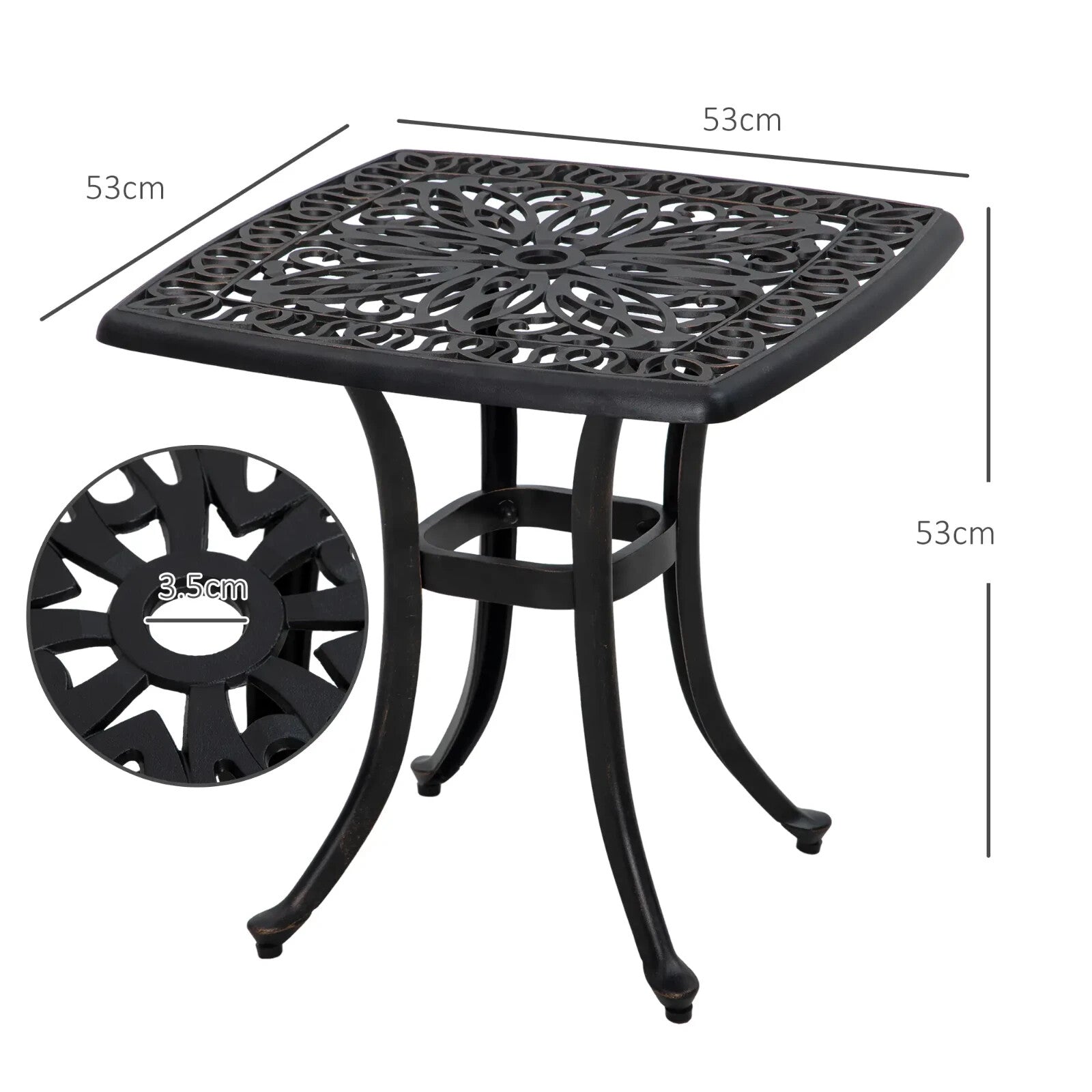 Cast Aluminium Bistro Table with Umbrella Hole - Outdoor Garden Furniture - Home and Garden Furniture Shop - rustic - furniture