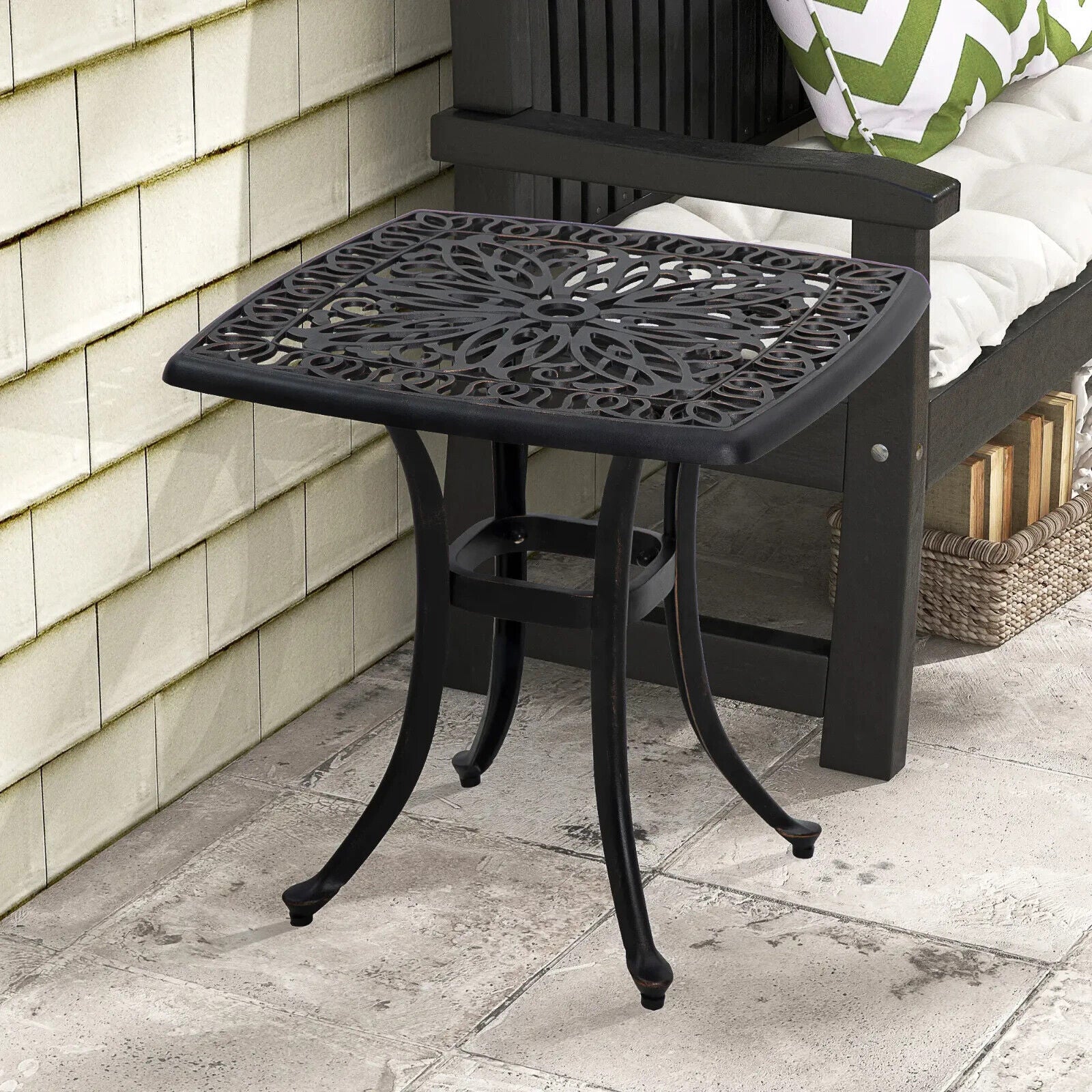 Cast Aluminium Bistro Table with Umbrella Hole - Outdoor Garden Furniture - Home and Garden Furniture Shop - #rustic - furniture#