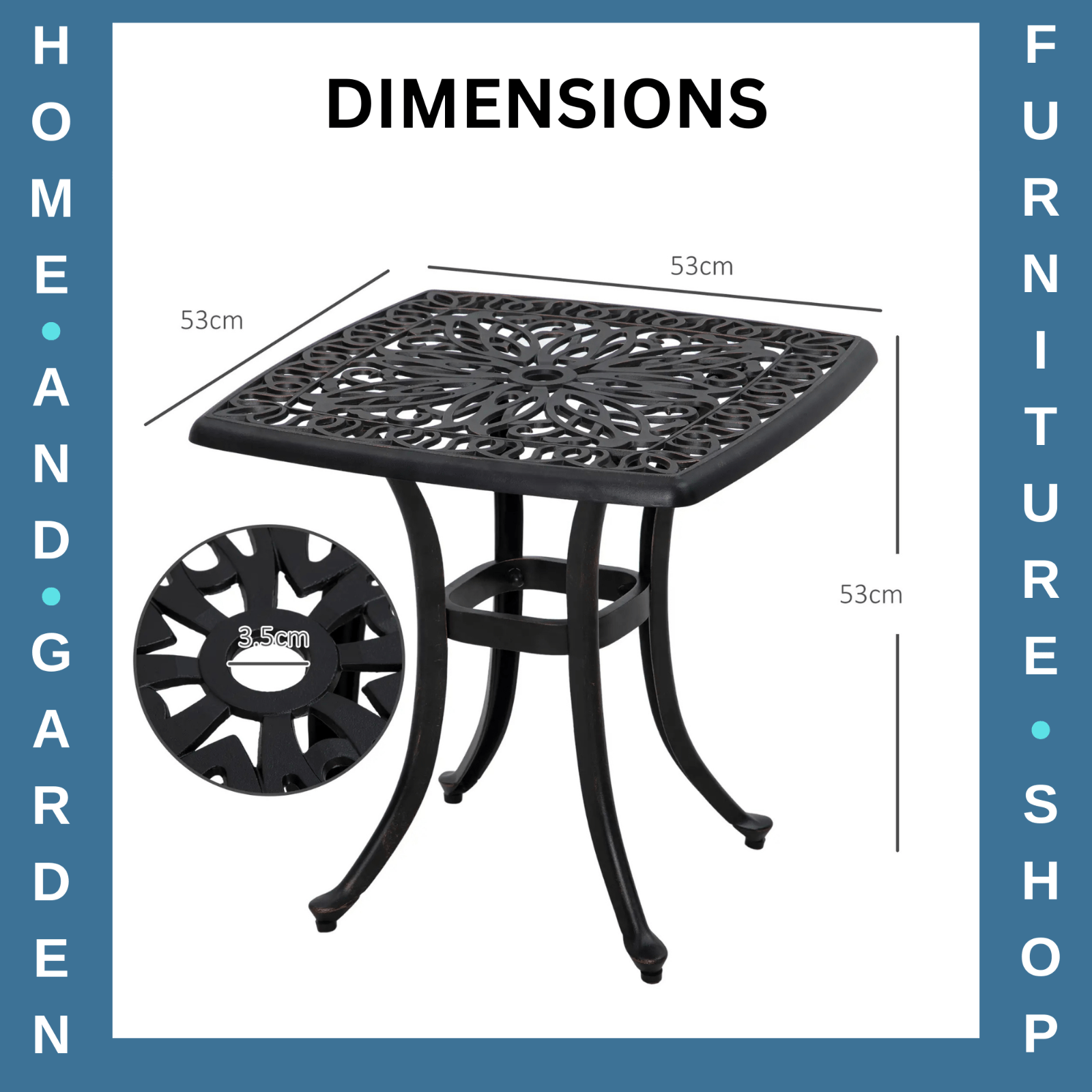 Cast Aluminium Bistro Table with Umbrella Hole - Outdoor Garden Furniture - Home and Garden Furniture Shop - rustic - furniture
