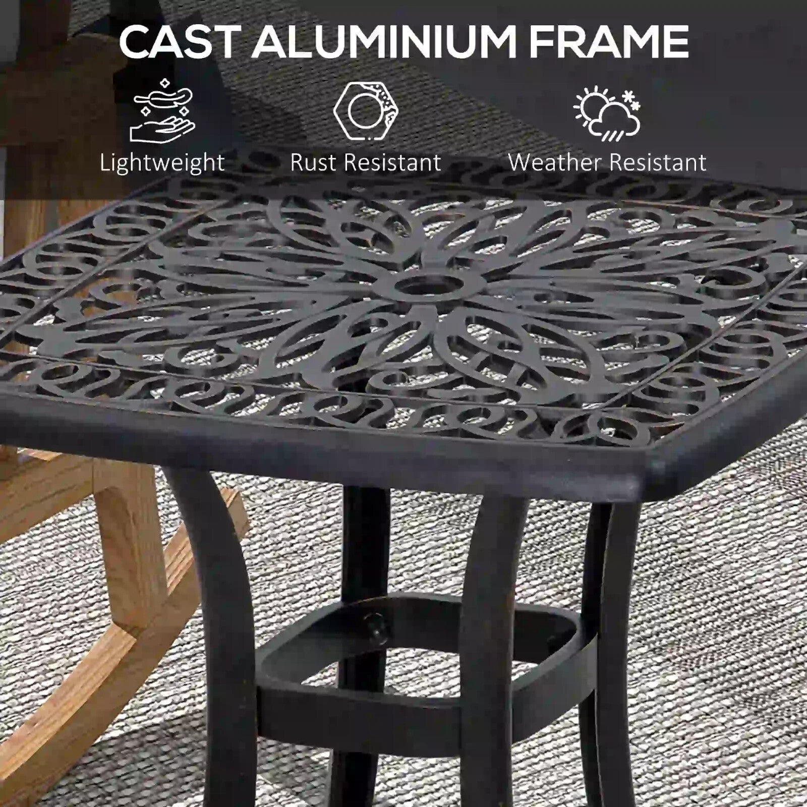 Cast Aluminium Bistro Table with Umbrella Hole - Outdoor Garden Furniture - Home and Garden Furniture Shop - rustic - furniture