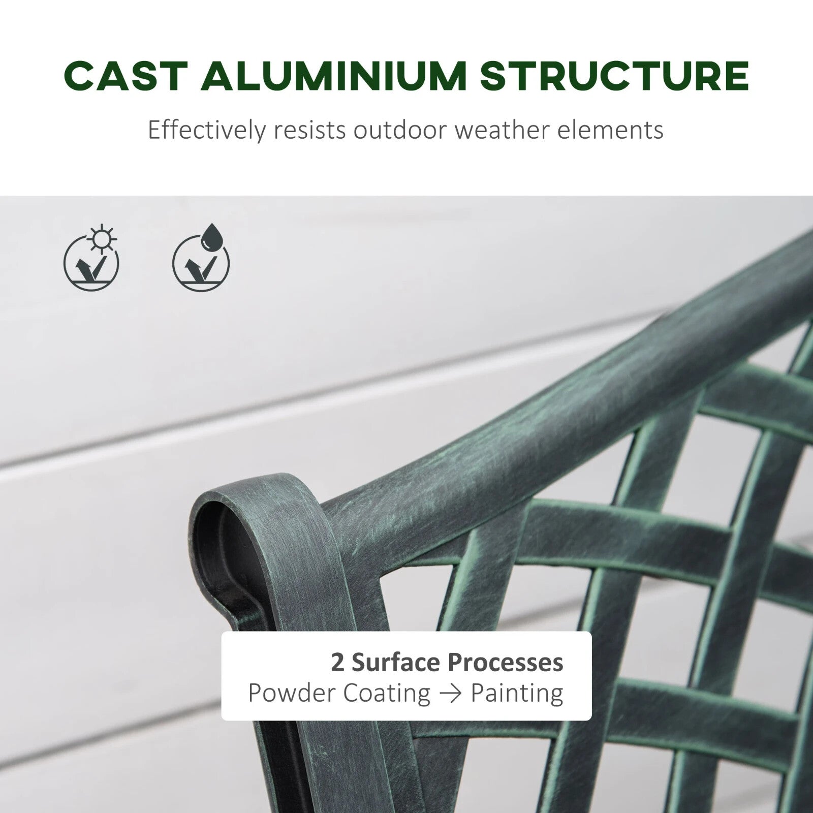 Cast Aluminium Garden Bench 2 Seater Outdoor Patio Loveseat for Porch or Park - Home and Garden Furniture Shop - rustic - furniture