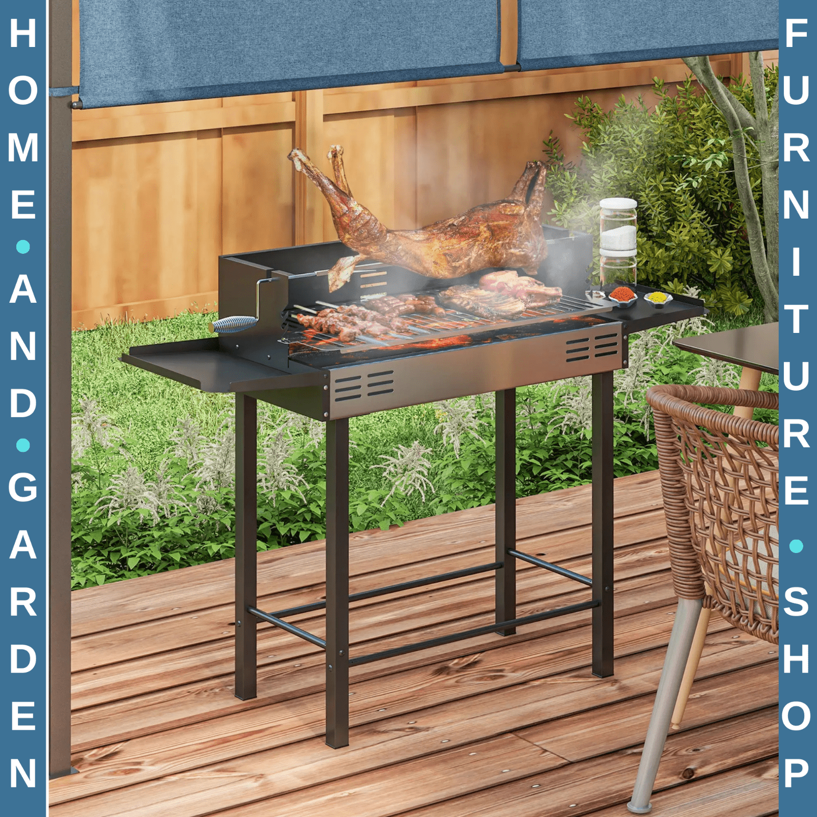 Charcoal BBQ Rotisserie Spit Roaster Grill Machine for Chicken Turkey Cooking - Home and Garden Furniture Shop - rustic - furniture