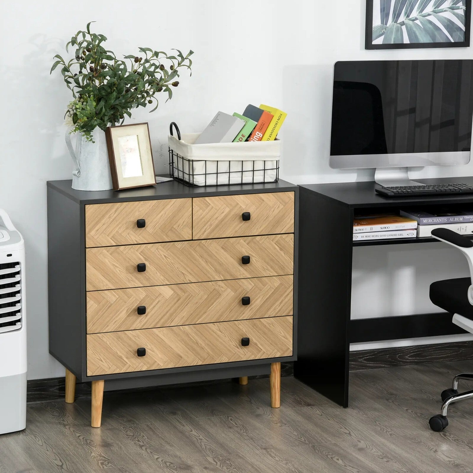 Chest of Drawers 5 Drawer Dresser Storage Cabinet Bedroom Wood Effect Bedside - Home and Garden Furniture Shop - rustic - furniture