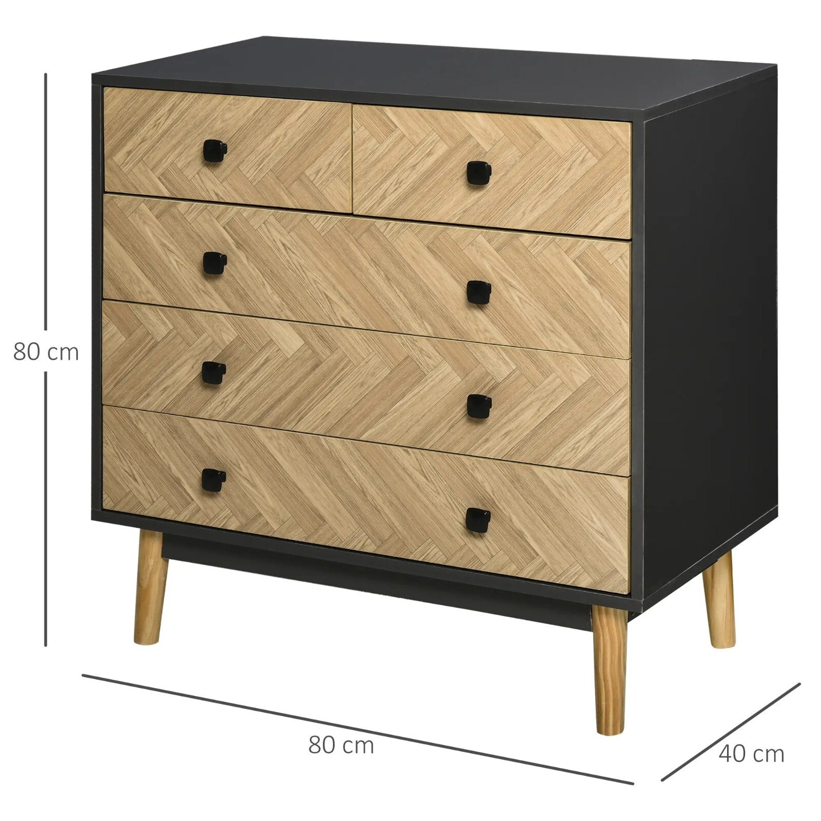 Chest of Drawers 5 Drawer Dresser Storage Cabinet Bedroom Wood Effect Bedside - Home and Garden Furniture Shop - rustic - furniture