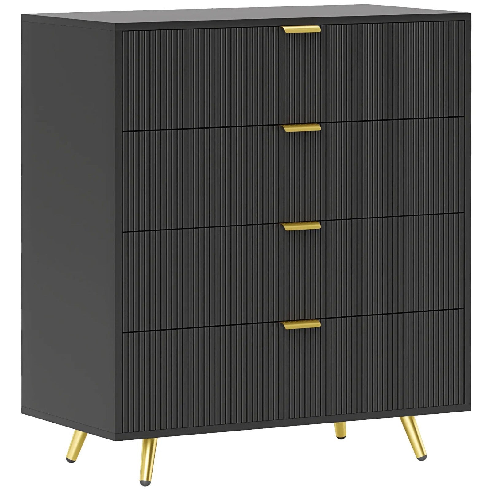 Chest of Drawers Black 4 Drawer Chest Drawers Bedroom Storage Art Deco Gold Legs - Home and Garden Furniture Shop - rustic - furniture