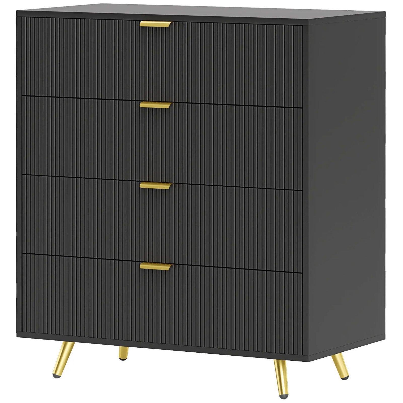 Chest of Drawers Black 4 Drawer Chest Drawers Bedroom Storage Art Deco Gold Legs - Home and Garden Furniture Shop - rustic - furniture