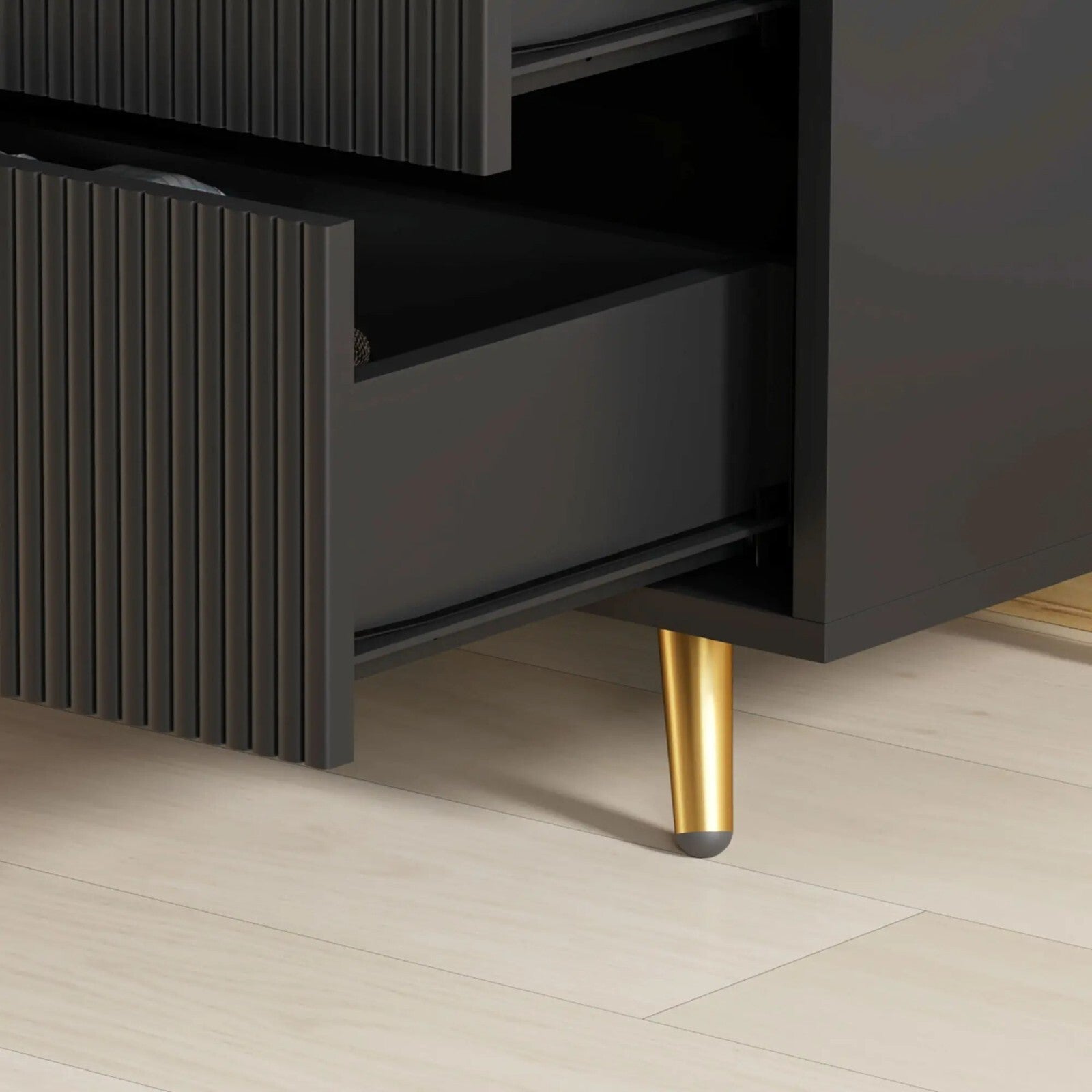 Chest of Drawers Black 4 Drawer Chest Drawers Bedroom Storage Art Deco Gold Legs - Home and Garden Furniture Shop - rustic - furniture