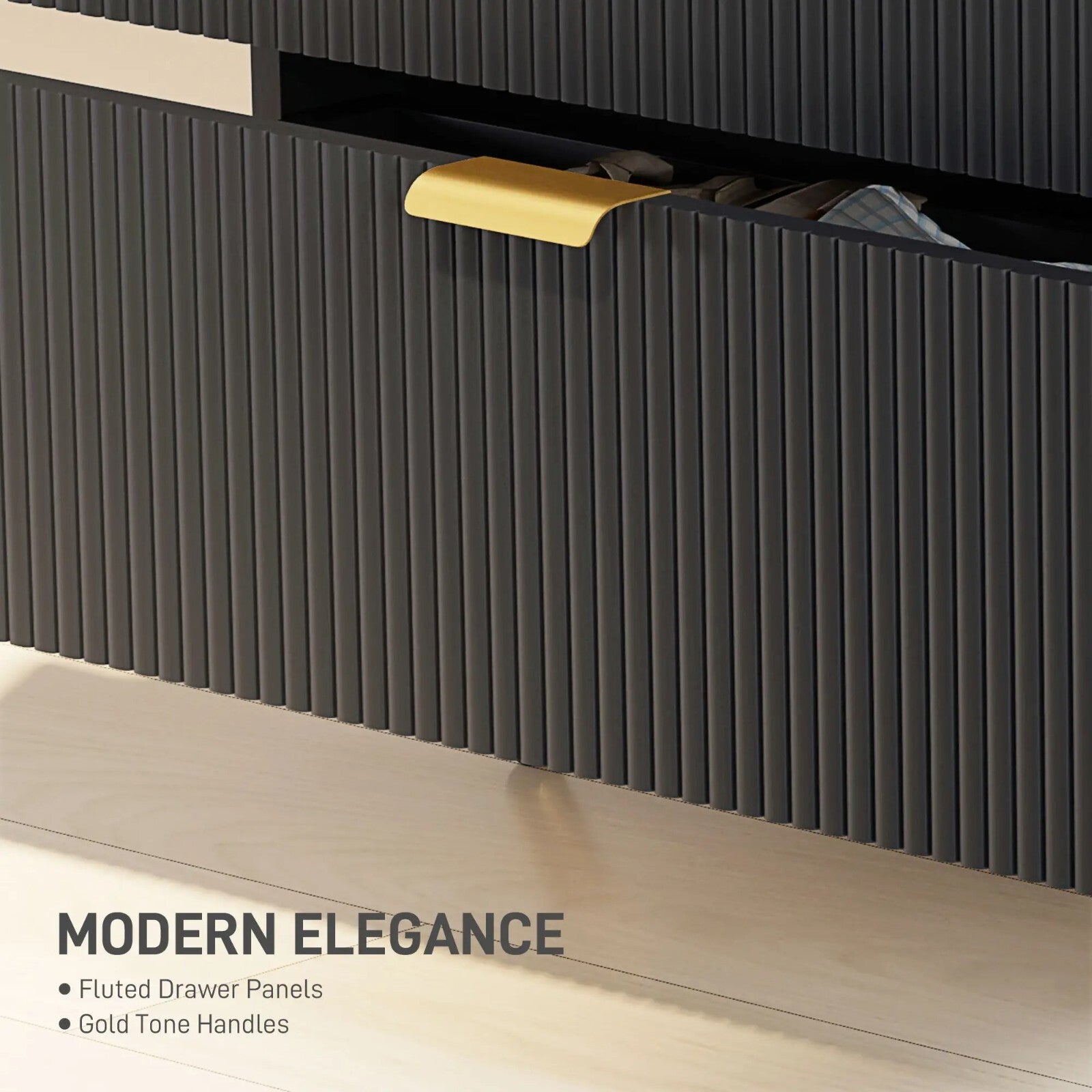 Chest of Drawers Black 4 Drawer Chest Drawers Bedroom Storage Art Deco Gold Legs - Home and Garden Furniture Shop - rustic - furniture