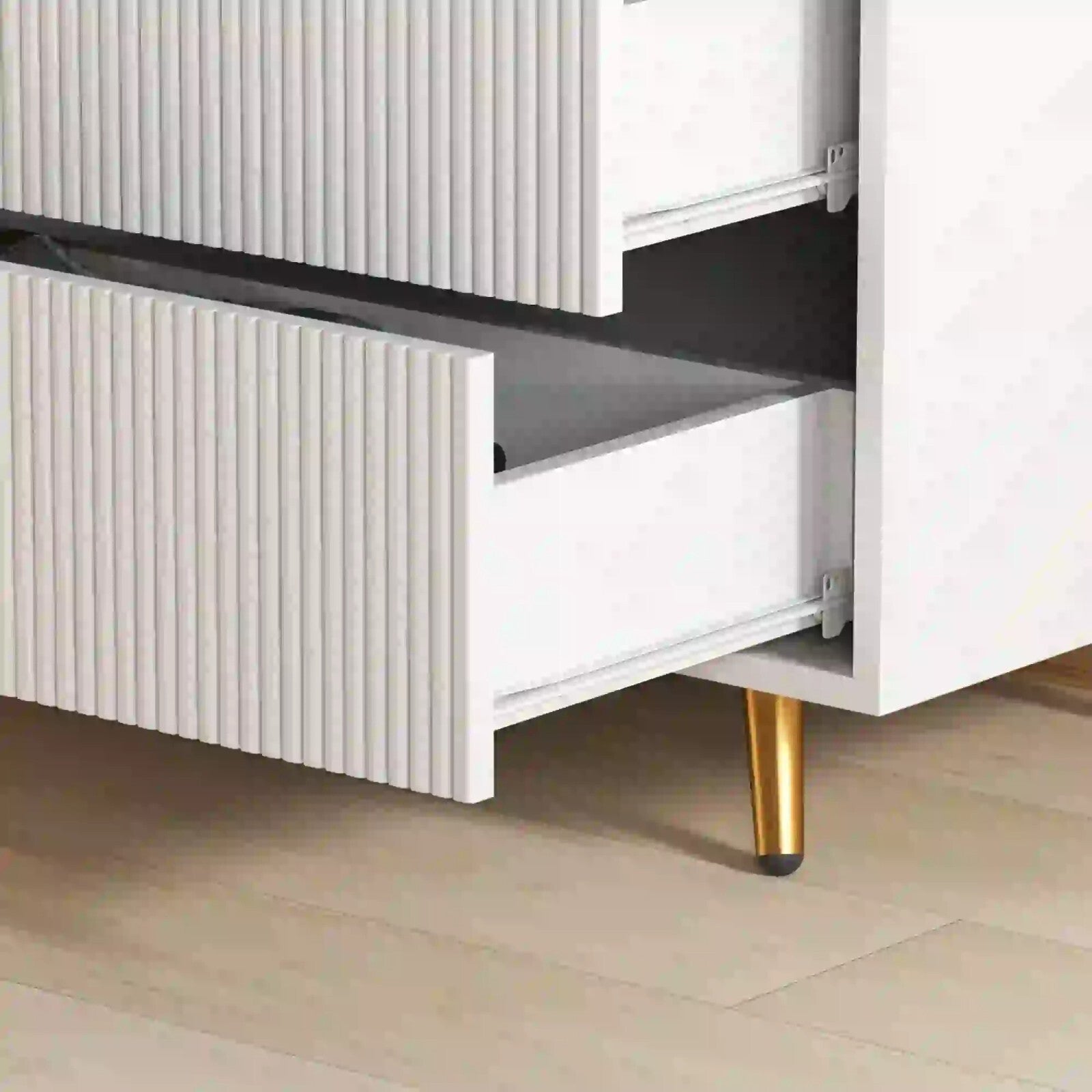 Chest of Drawers White 4 Drawer Chest Drawers Bedroom Storage Art Deco Gold Legs - Home and Garden Furniture Shop - rustic - furniture