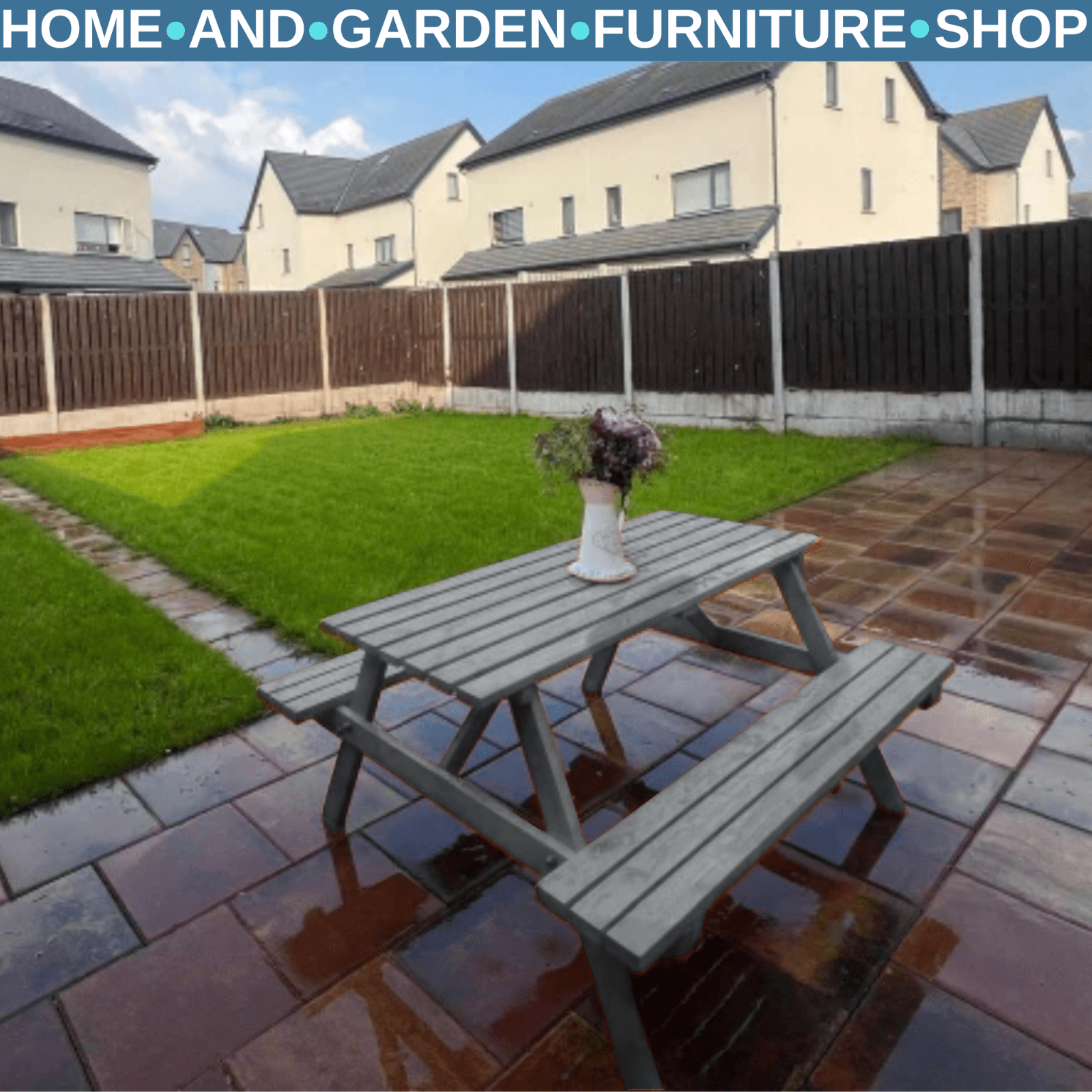 Classic Wooden Pub Bench Picnic Table Outdoor Beer Garden Patio 4 Seater Chair - Home and Garden Furniture Shop - rustic - furniture